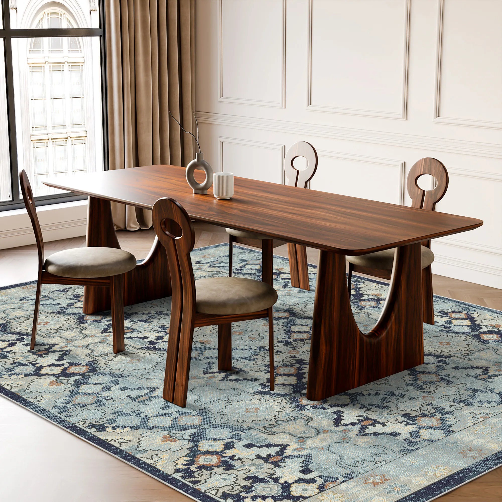 Lumina Slate Navy Geometric Rug