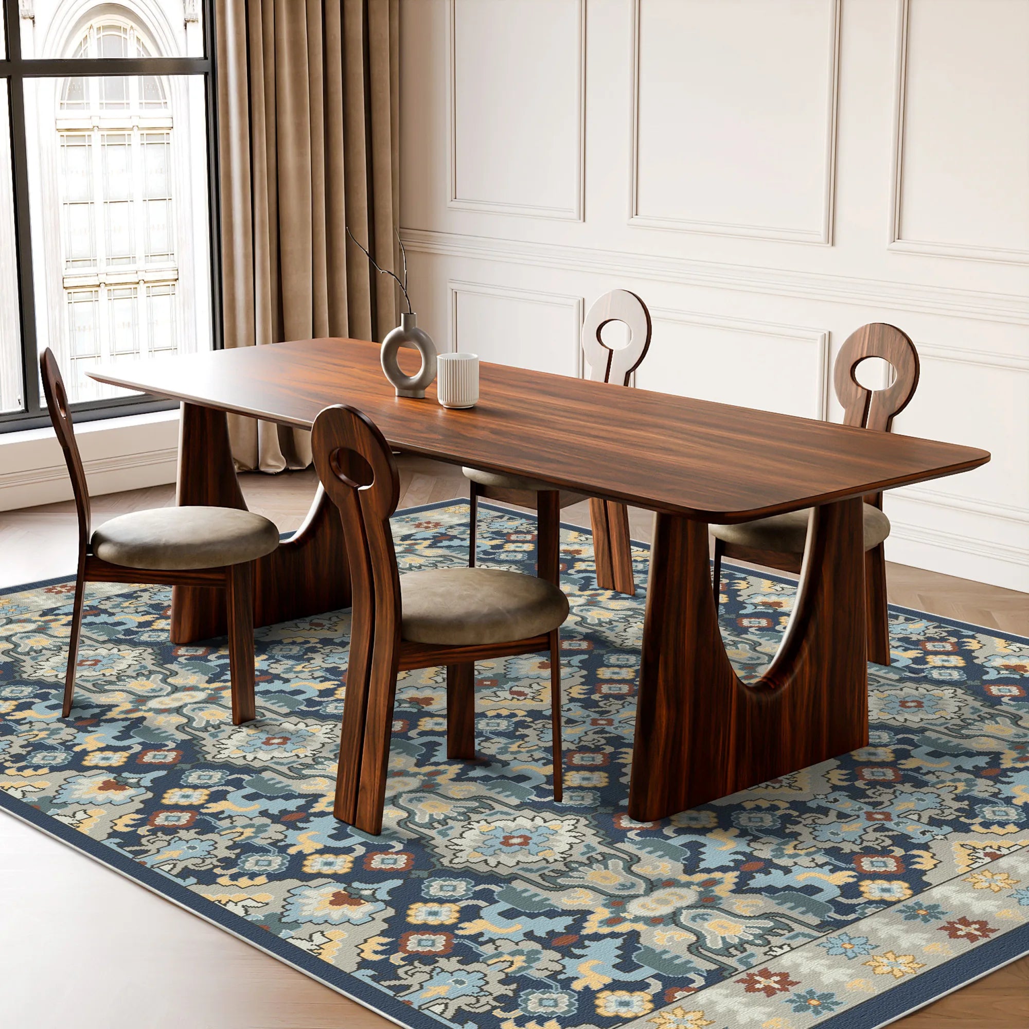 Lumina Navy Gold Geometric Rug