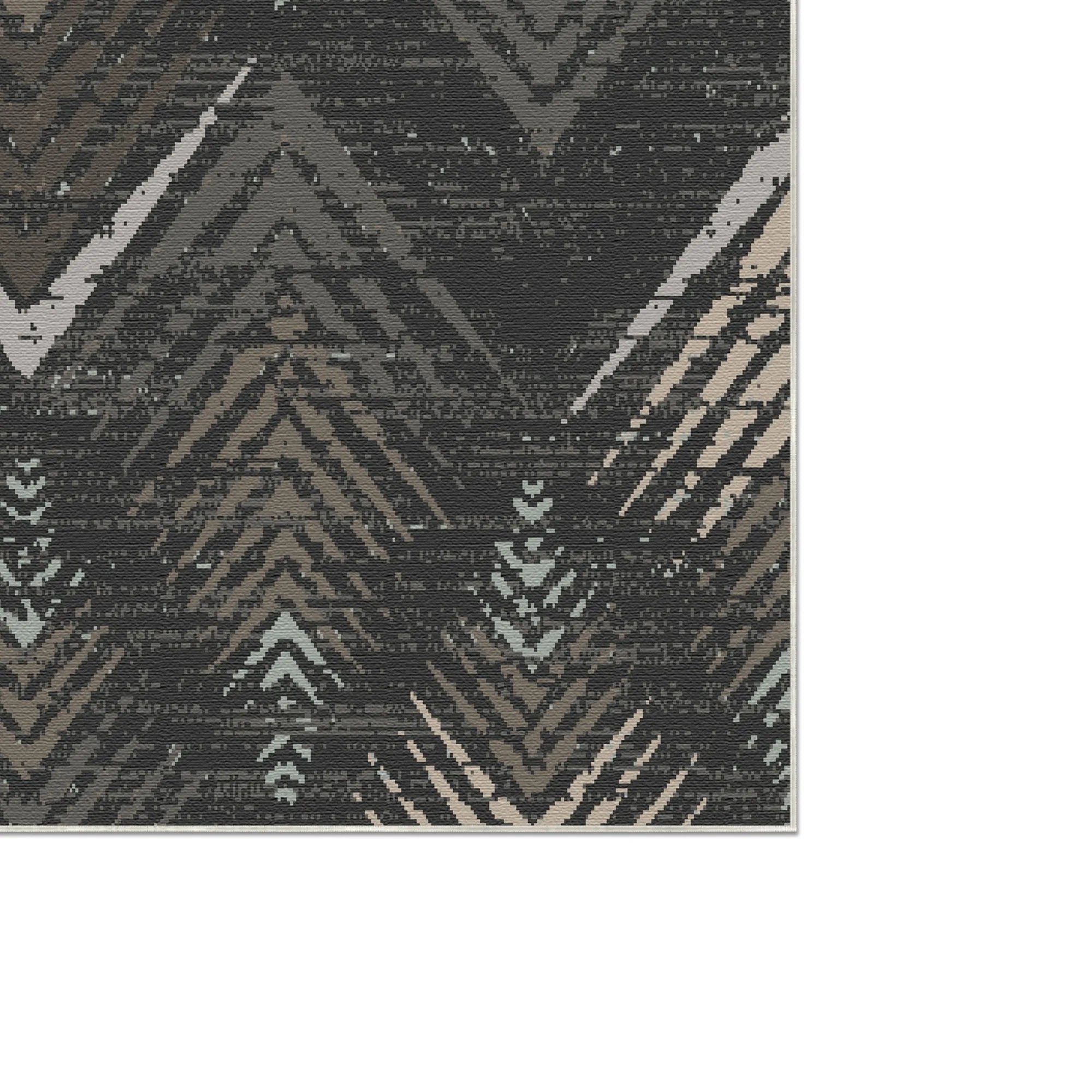 Obsidian Ridge Abstract Washable Rug