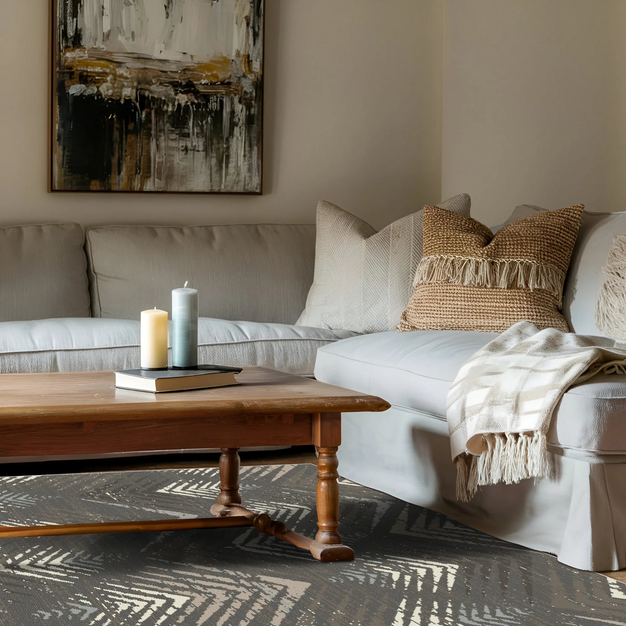 Canyon Shadow Abstract Washable Rug