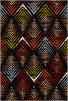 Ember Peak Abstract Washable Rug Mystic Red