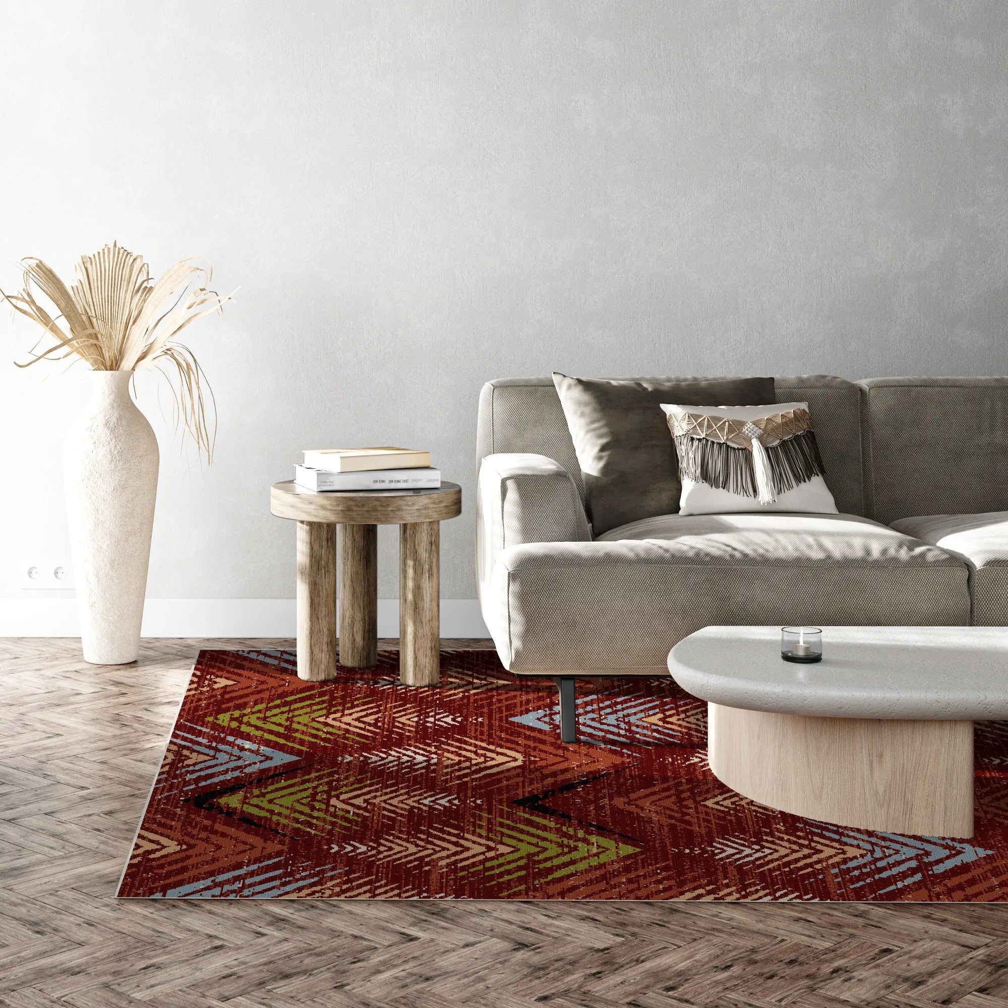 Scarlet Valley Abstract Washable Rug