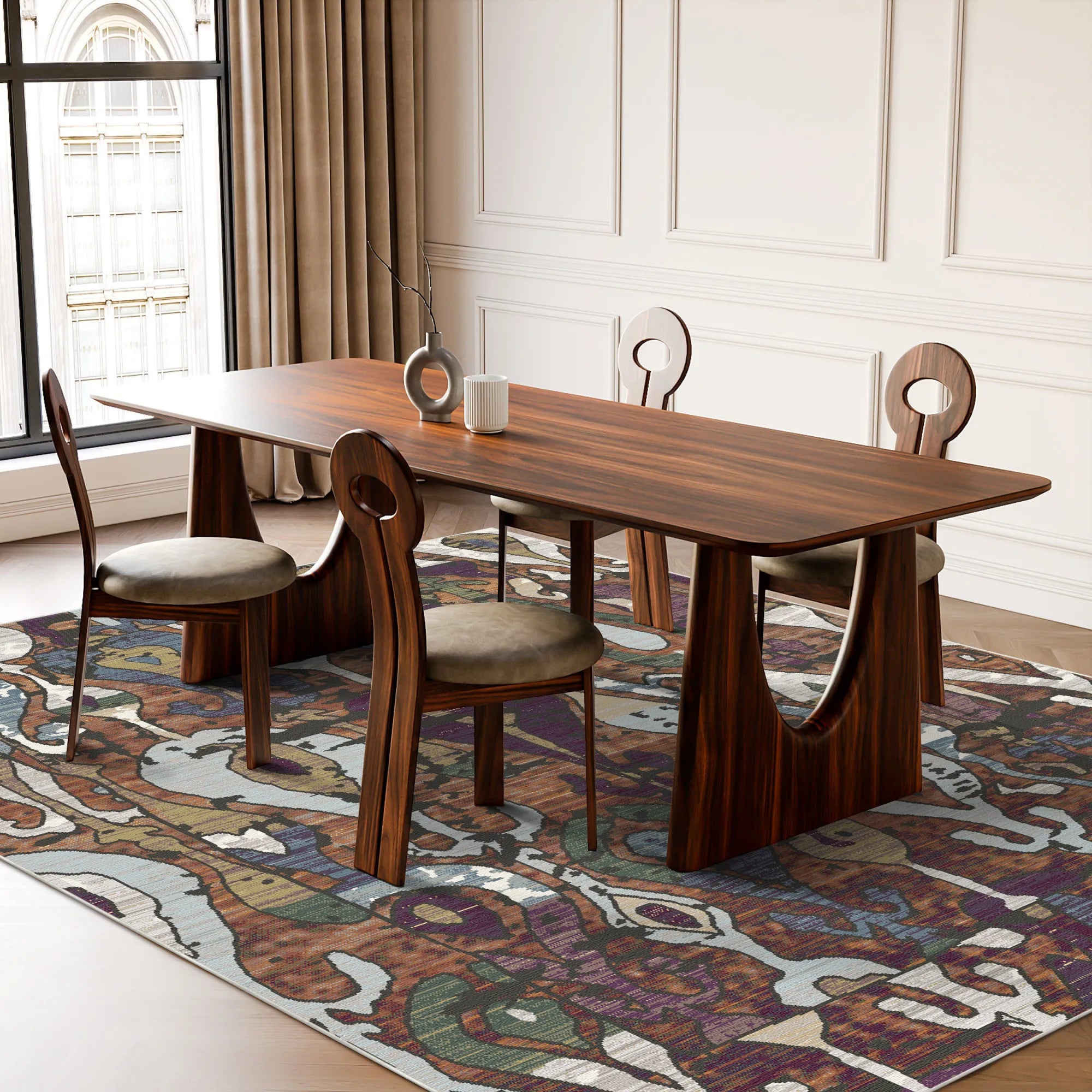 Amber Flux Abstract Rug