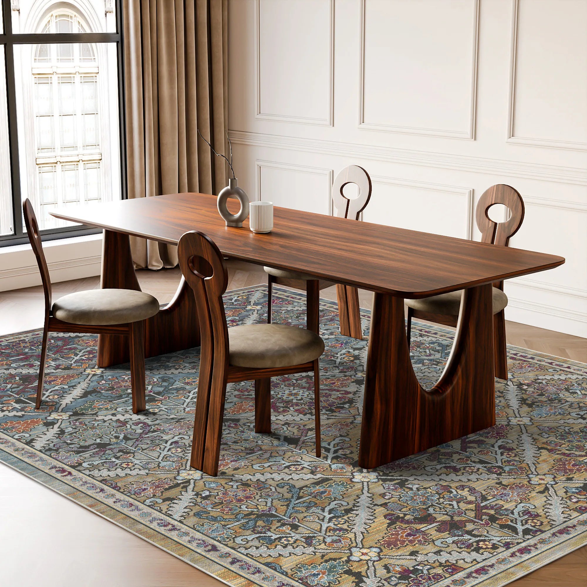 Regal Bloom Lattice Rug