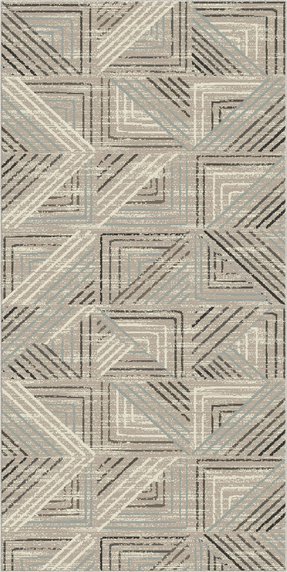 Taupe Labyrinth Geometric Washable Rug
