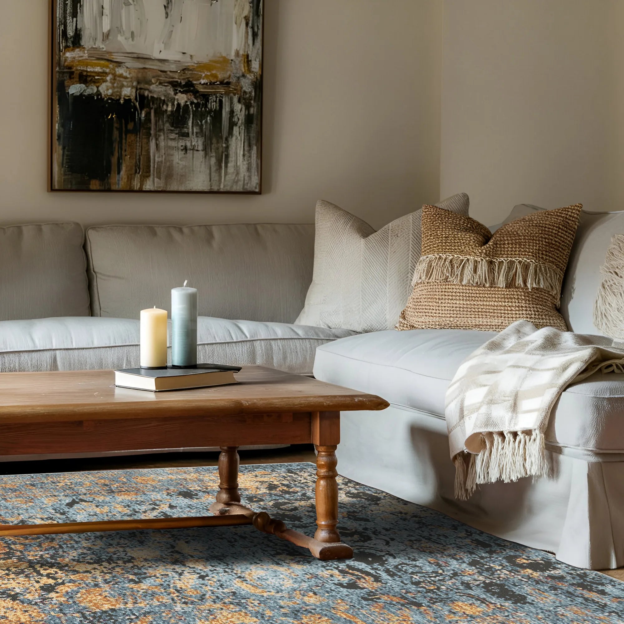Azure Hearth Medallion Rug