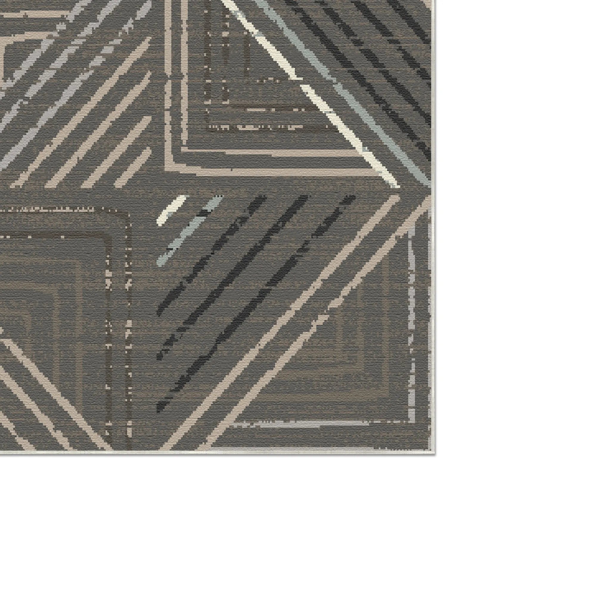 Slate Metro Geometric Washable Rug