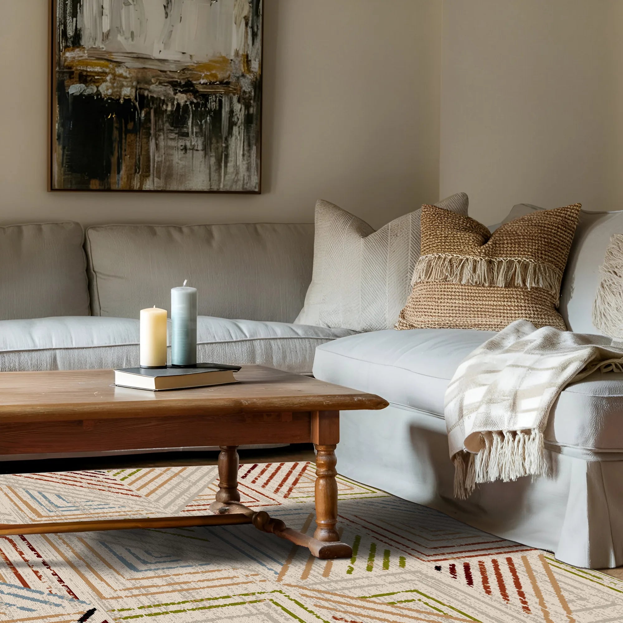 Sonora Tile Geometric Washable Rug