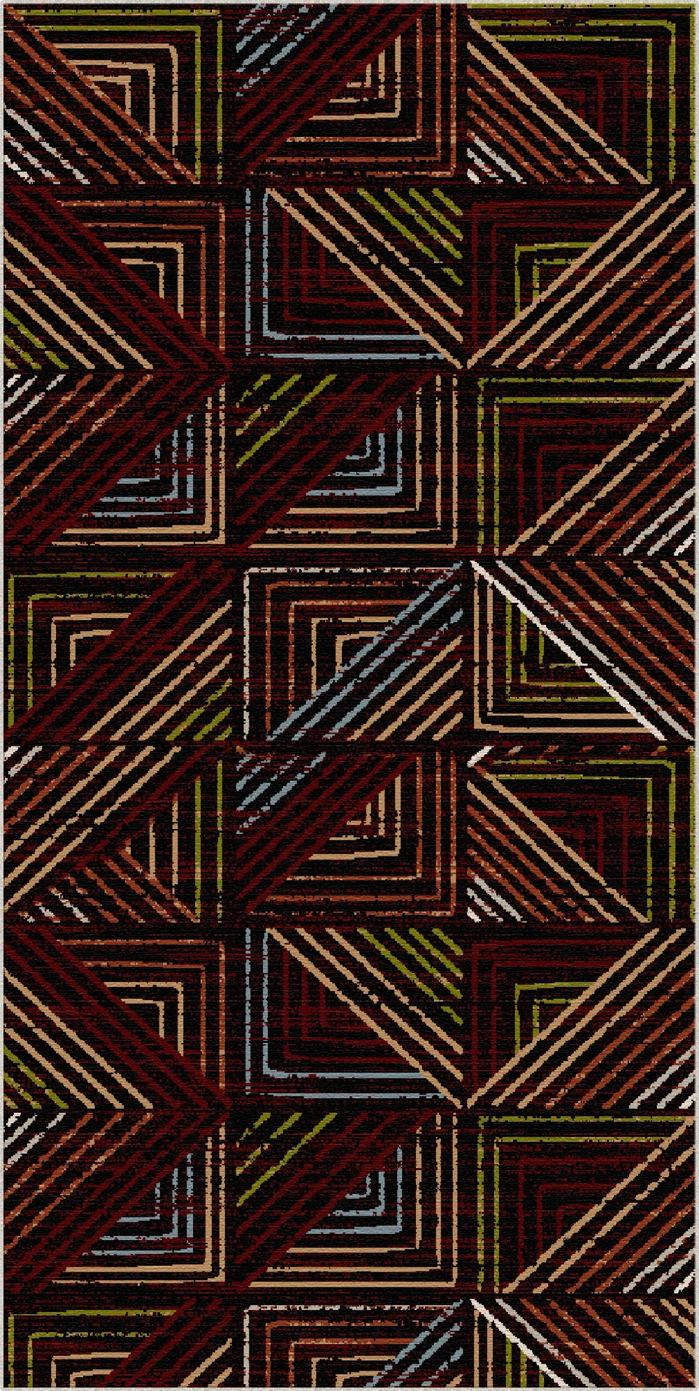 Midnight Canyon Geometric Washable Rug