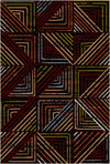 Midnight Canyon Geometric Washable Rug Mystic Red