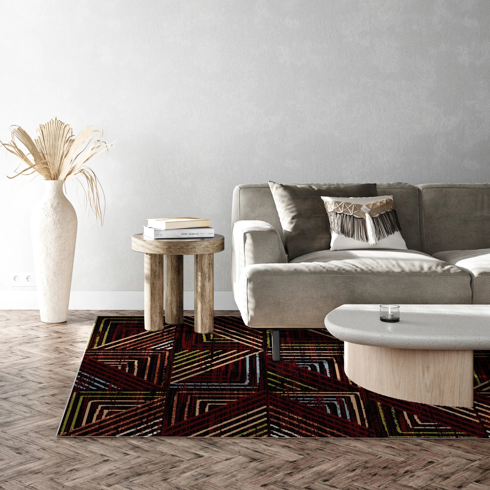 Midnight Canyon Geometric Washable Rug