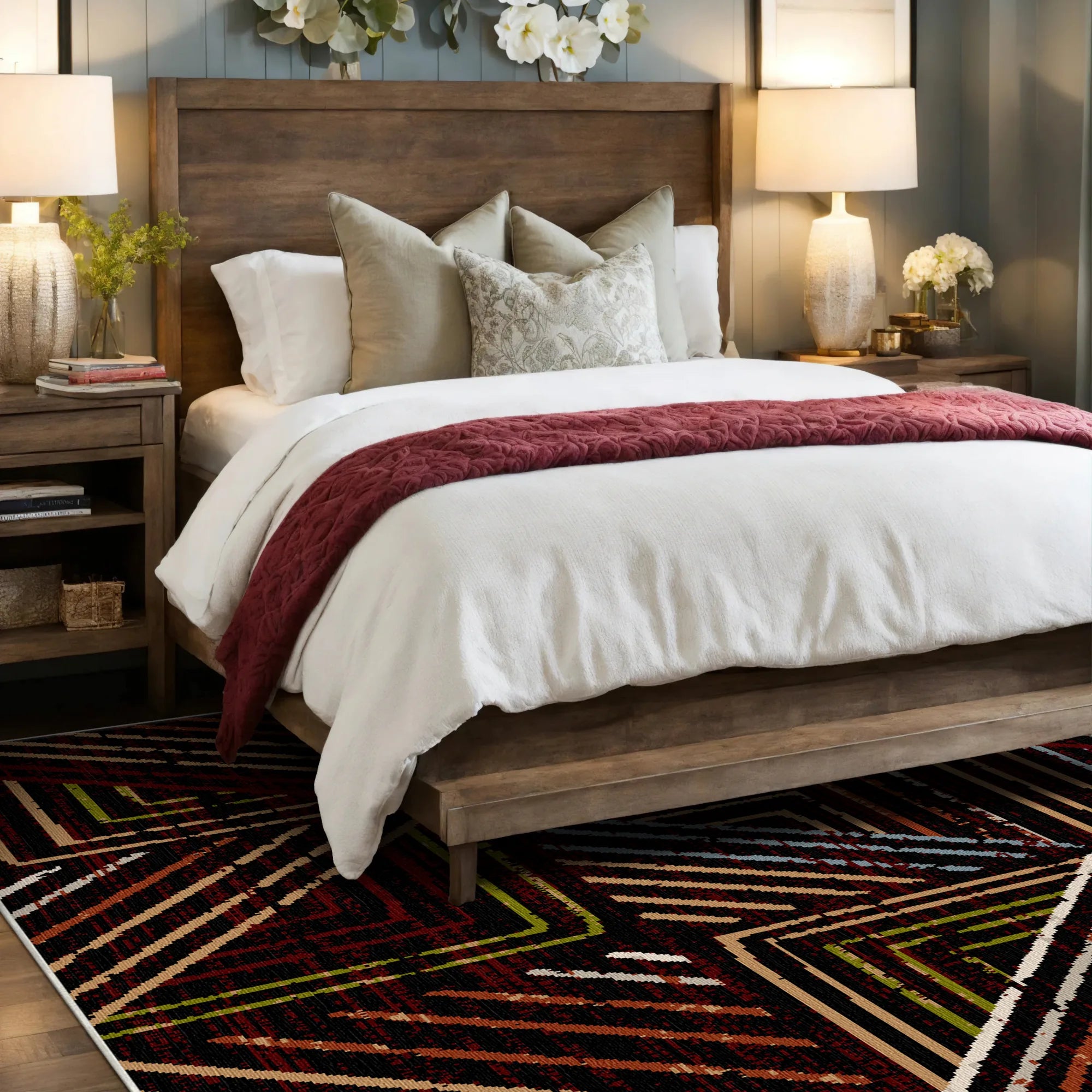 Midnight Canyon Geometric Washable Rug