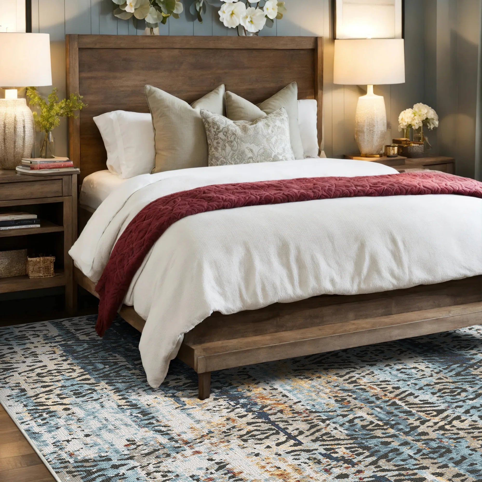 Tidal Crest Geometric Rug