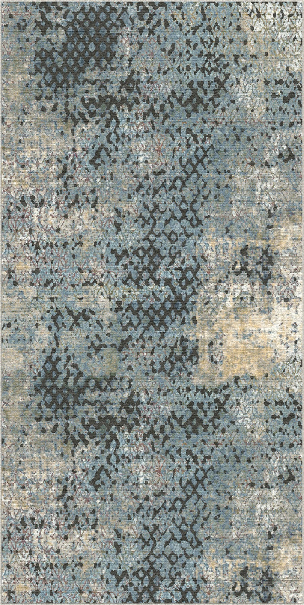 Vintage Blue Distressed Trellis Rug