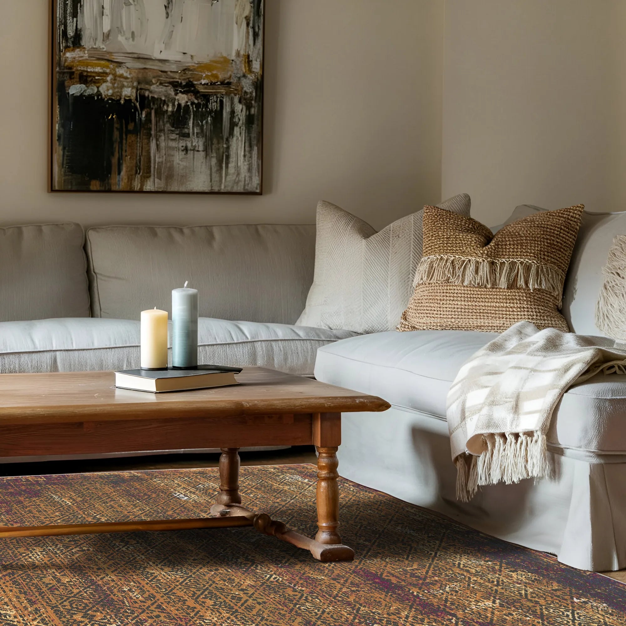 Amber Cipher Geometric Rug