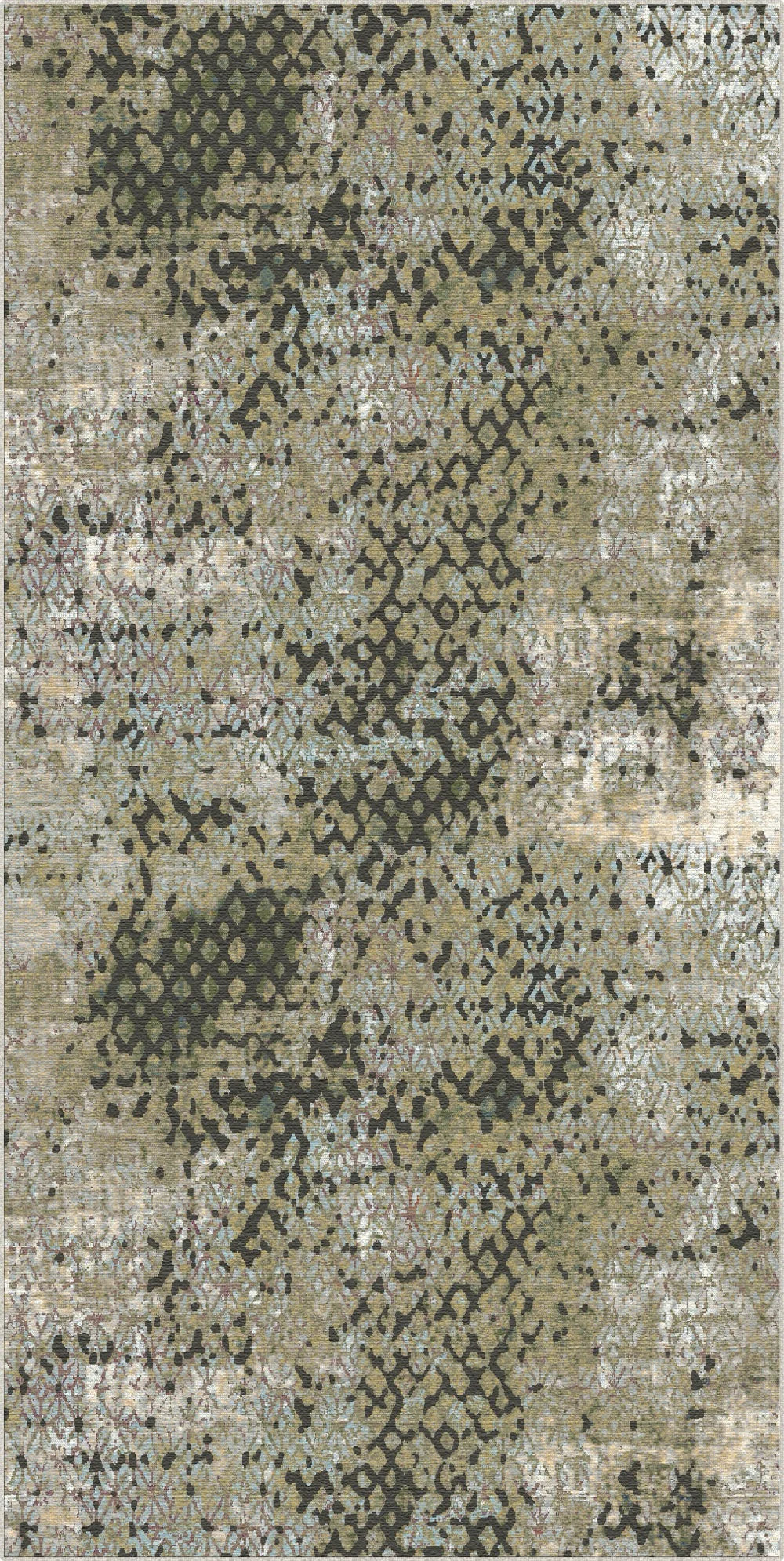 Rustic Olive Distressed Trellis Rug