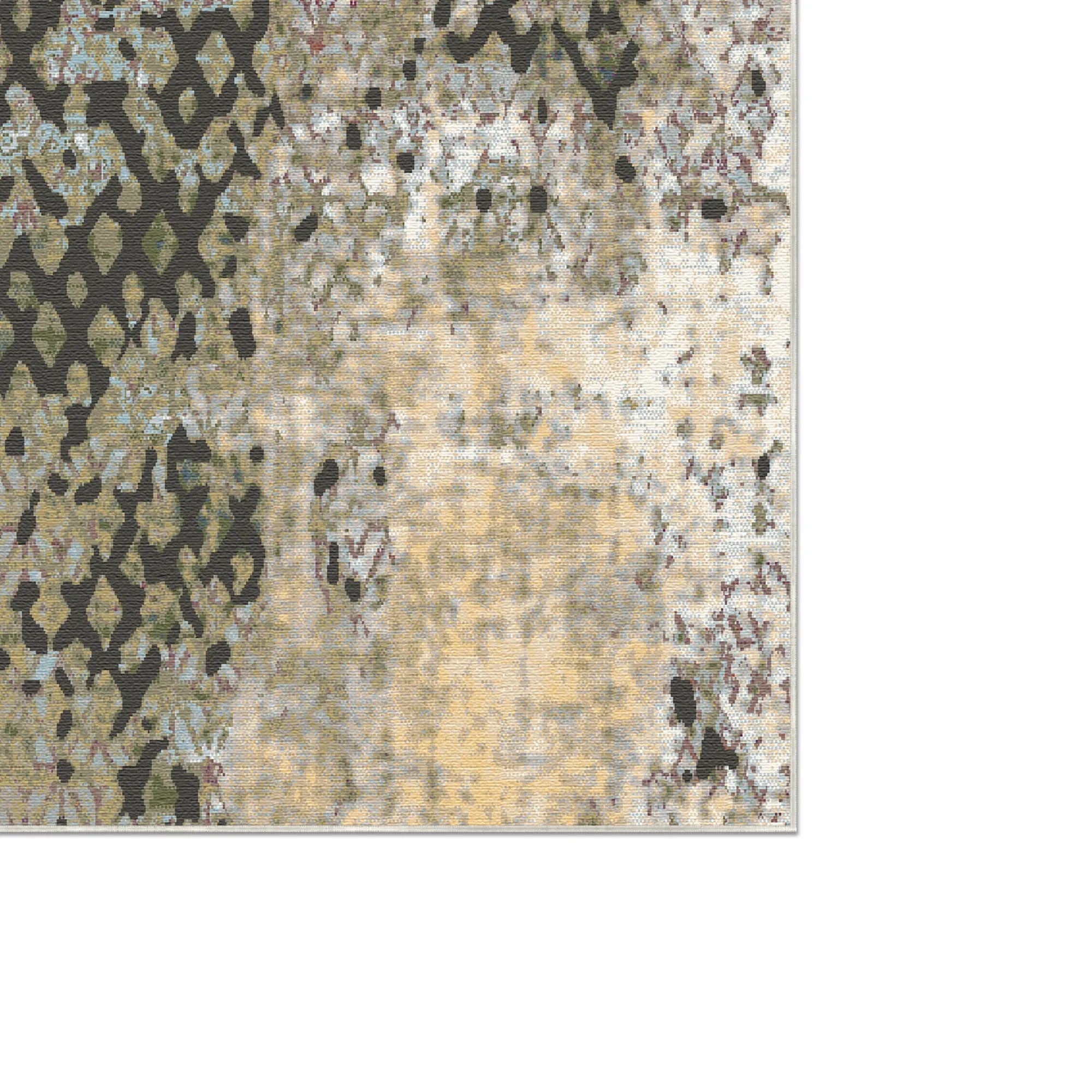 Rustic Olive Distressed Trellis Rug