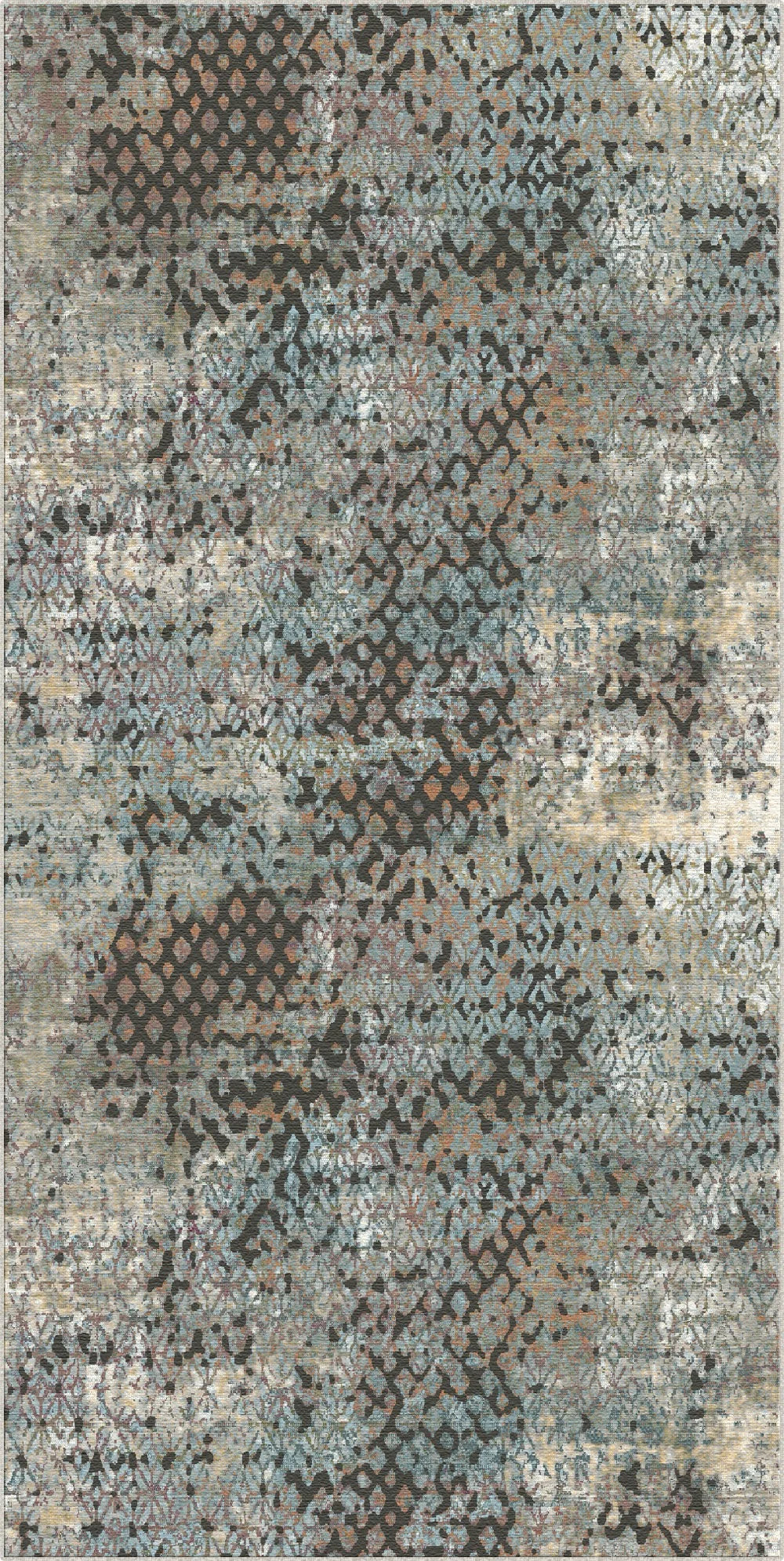 Vintage Rust and Gray Distressed Rug