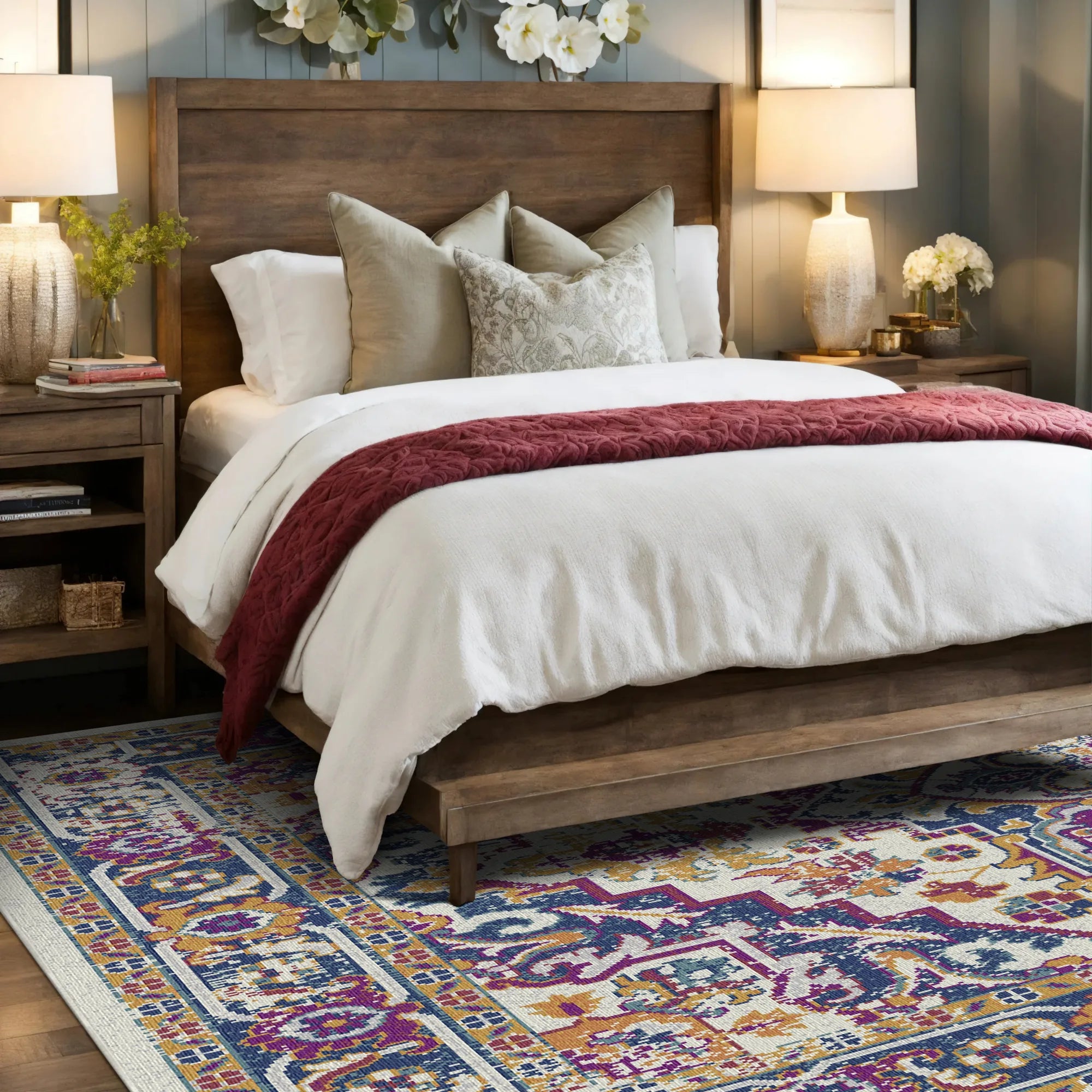 Sapphire Orchid Vintage Washable Rug