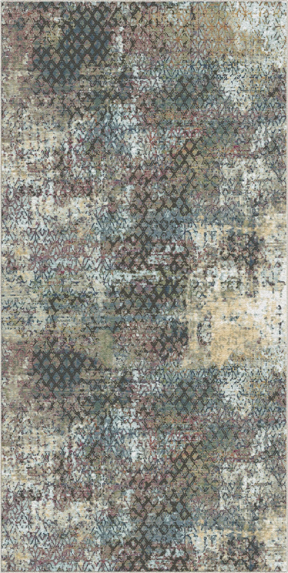 Vintage Plum and Gray Distressed Rug