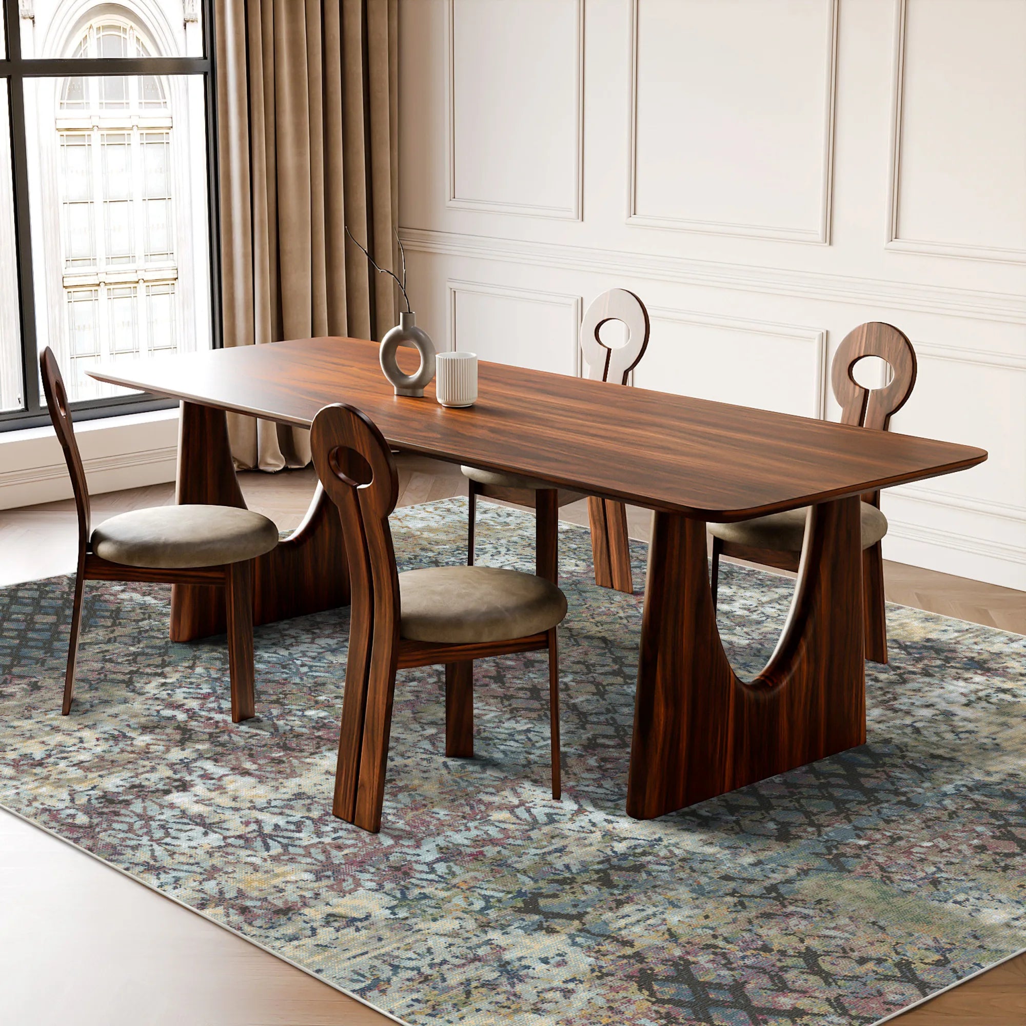 Vintage Plum and Gray Distressed Rug