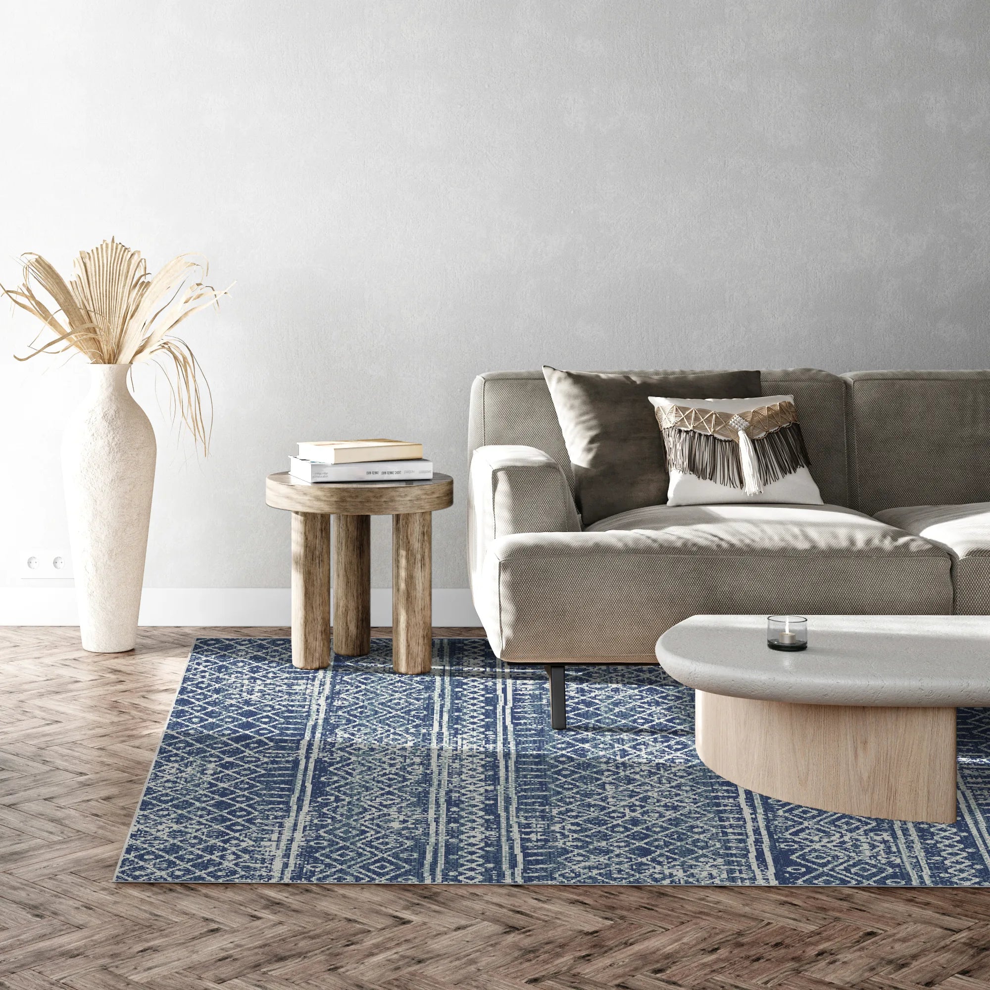 Indigo Horizon Tribal Washable Rug