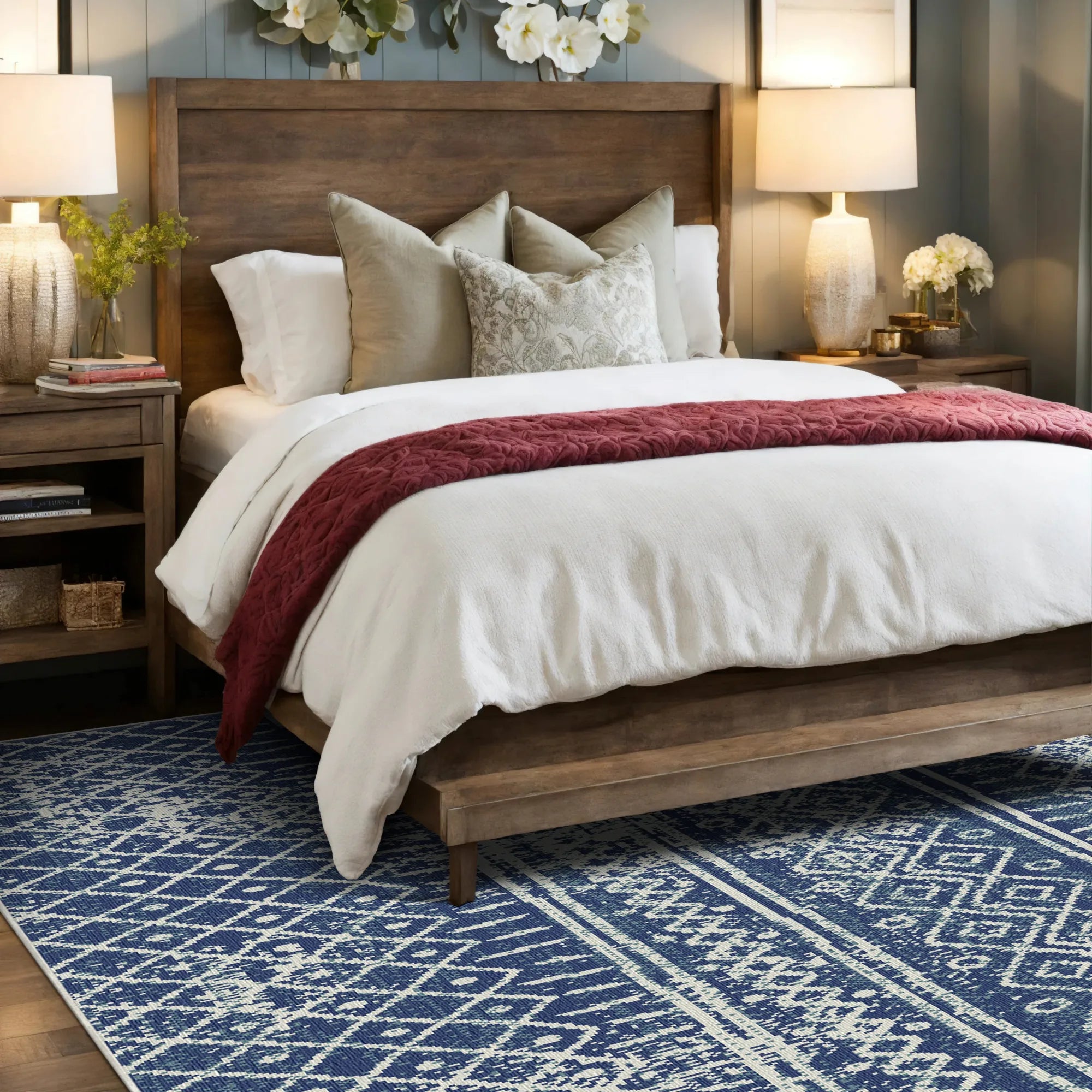Indigo Horizon Tribal Washable Rug