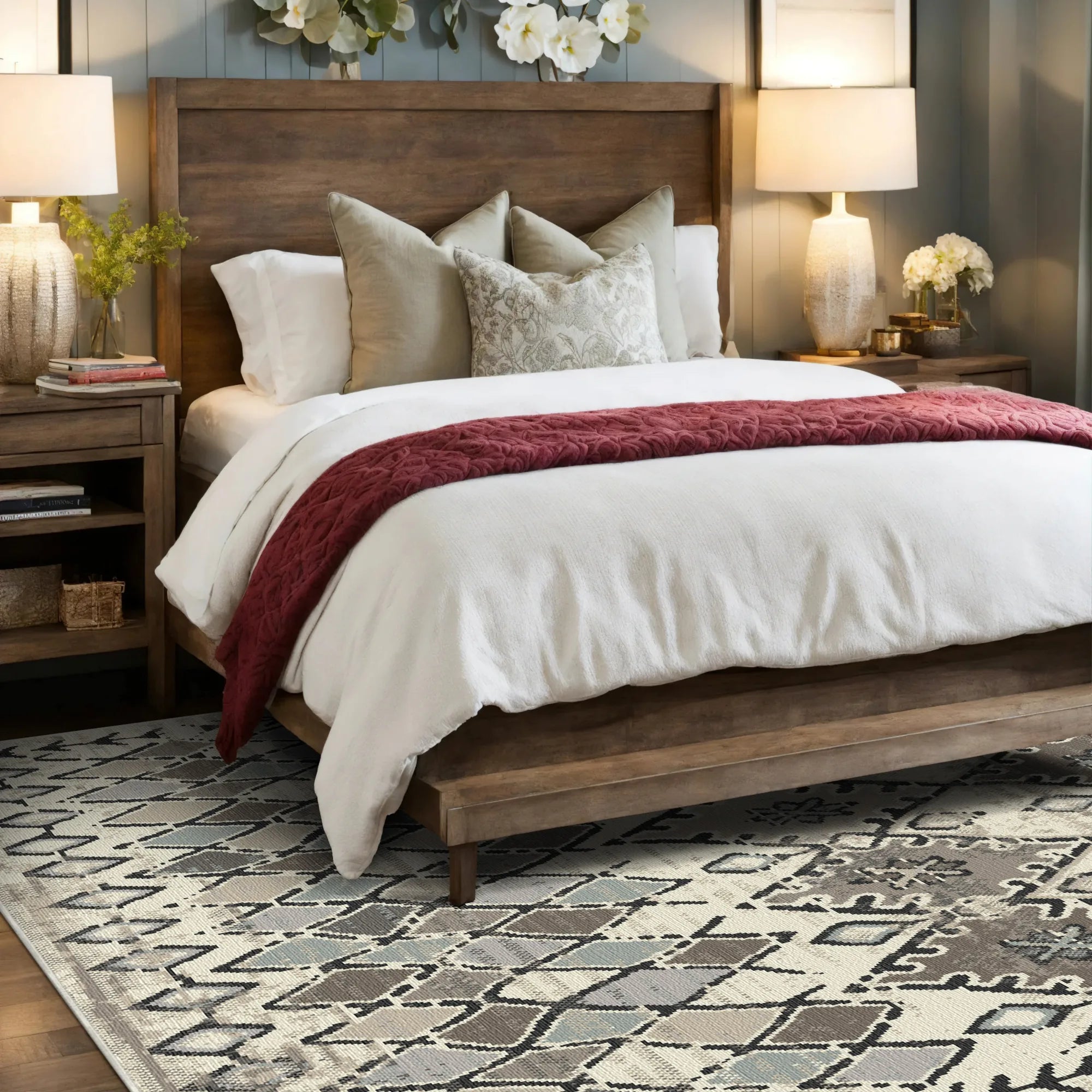 Tulum Ivory Tribal Washable Rug