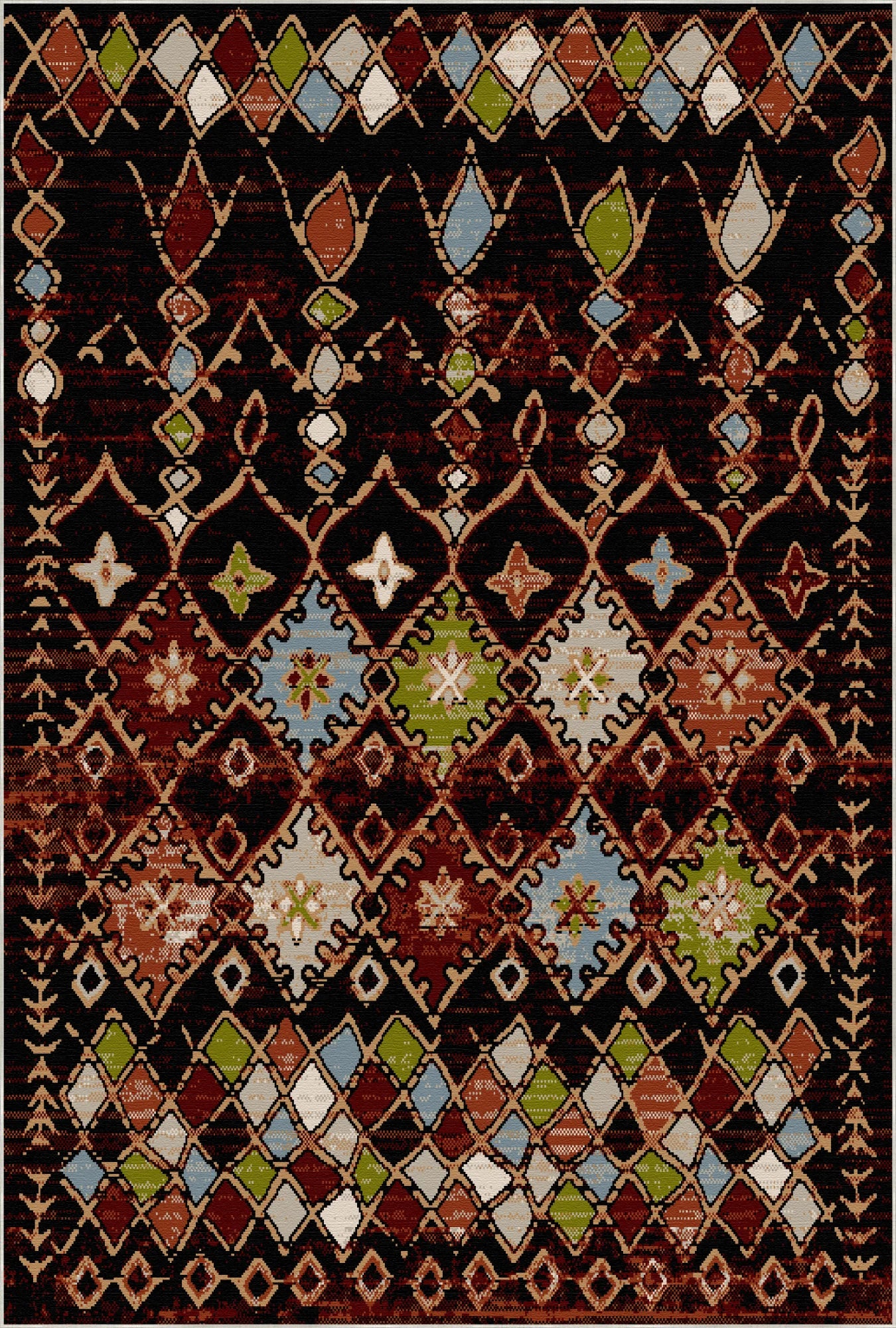 Aztec Ember Tribal Washable Rug