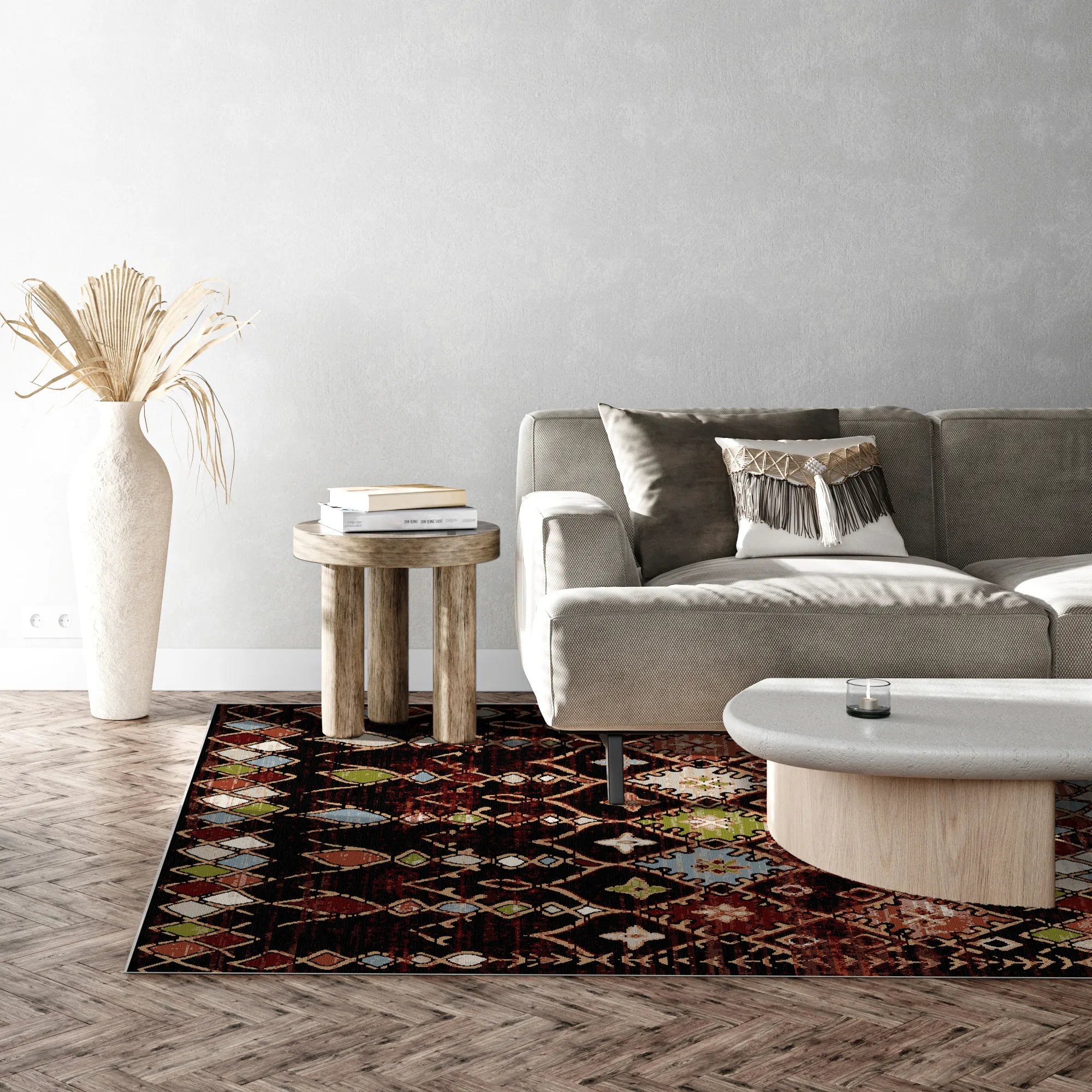 Aztec Ember Tribal Washable Rug