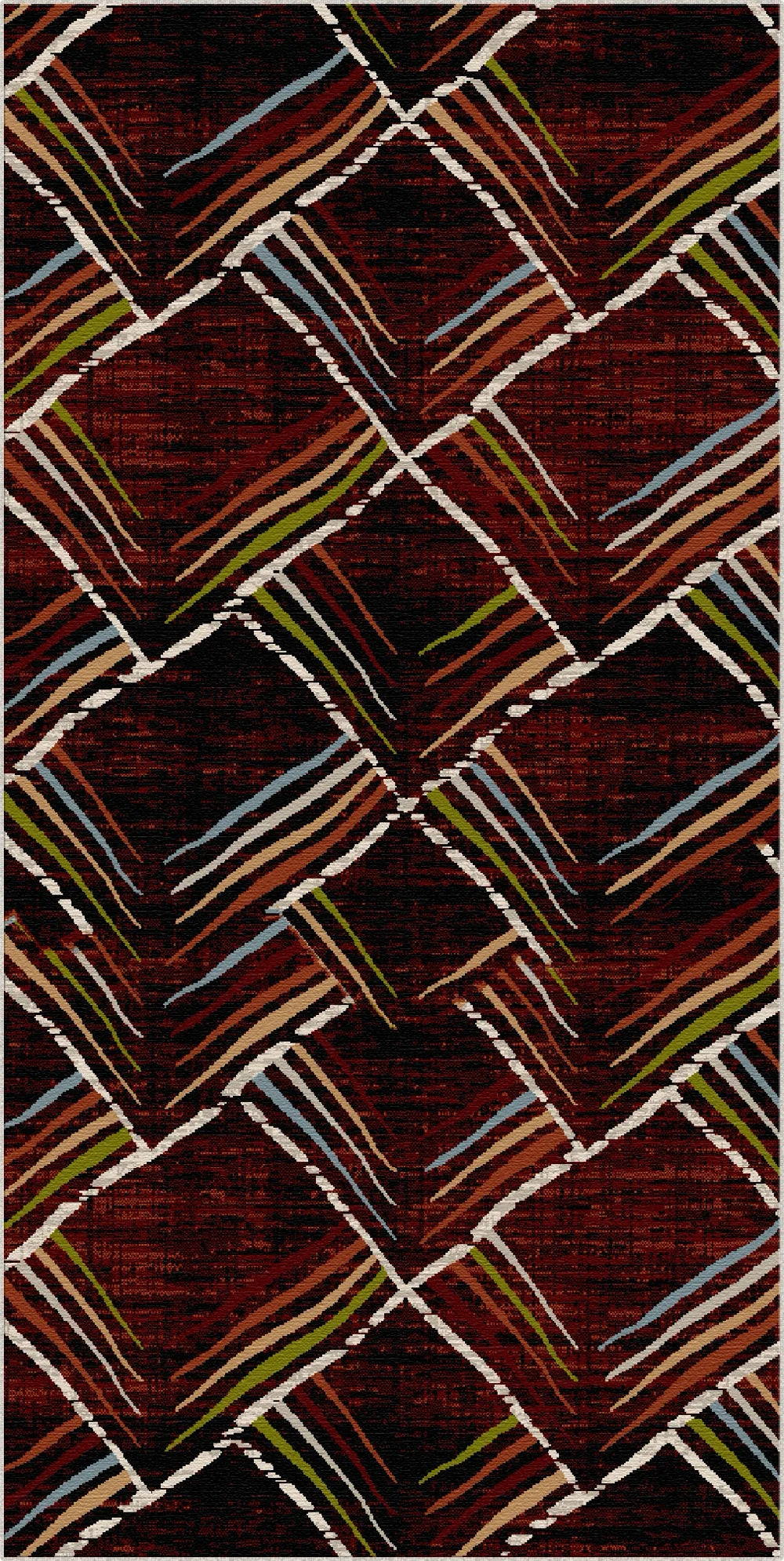 Mahogany Sketch Geometric Washable Rug