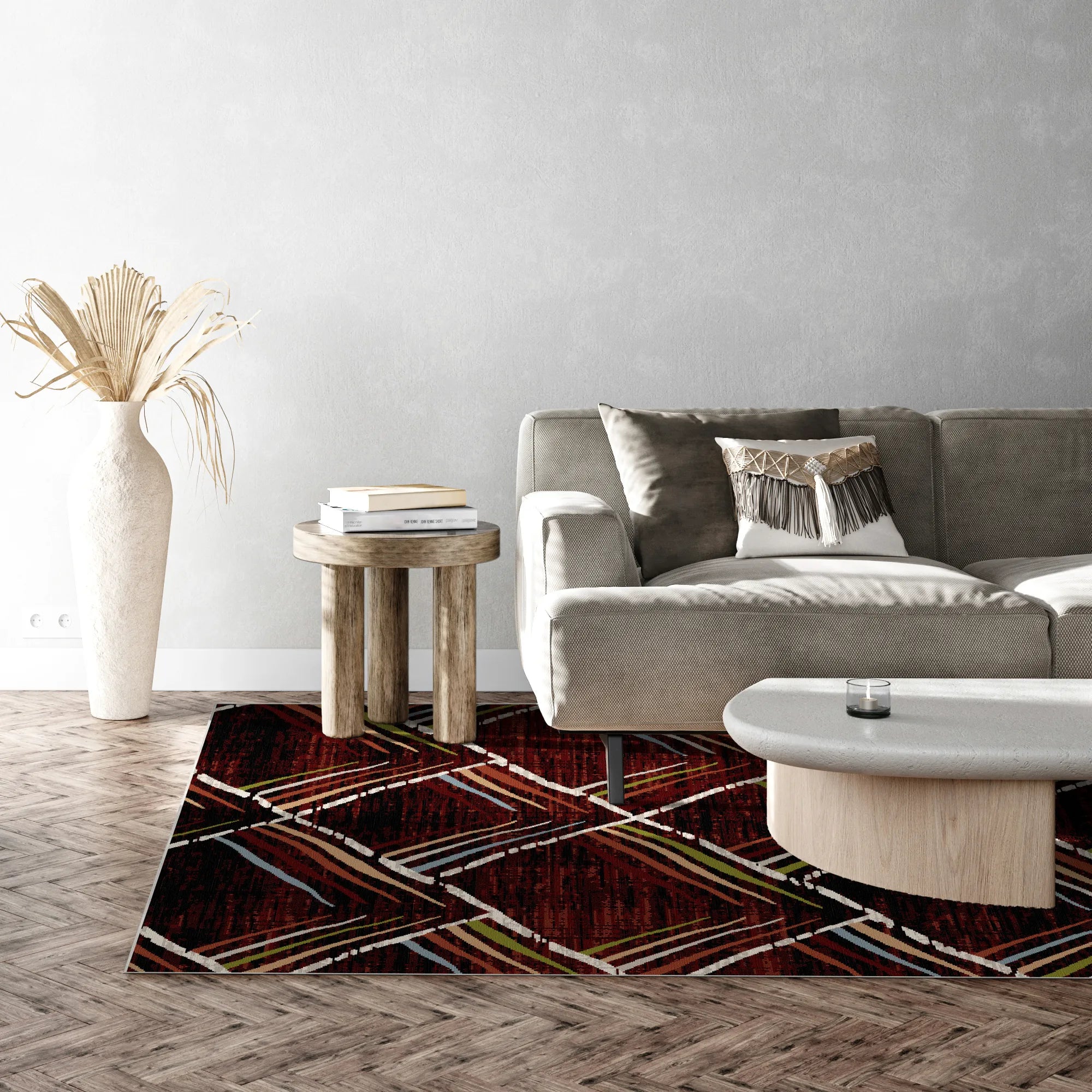 Mahogany Sketch Geometric Washable Rug