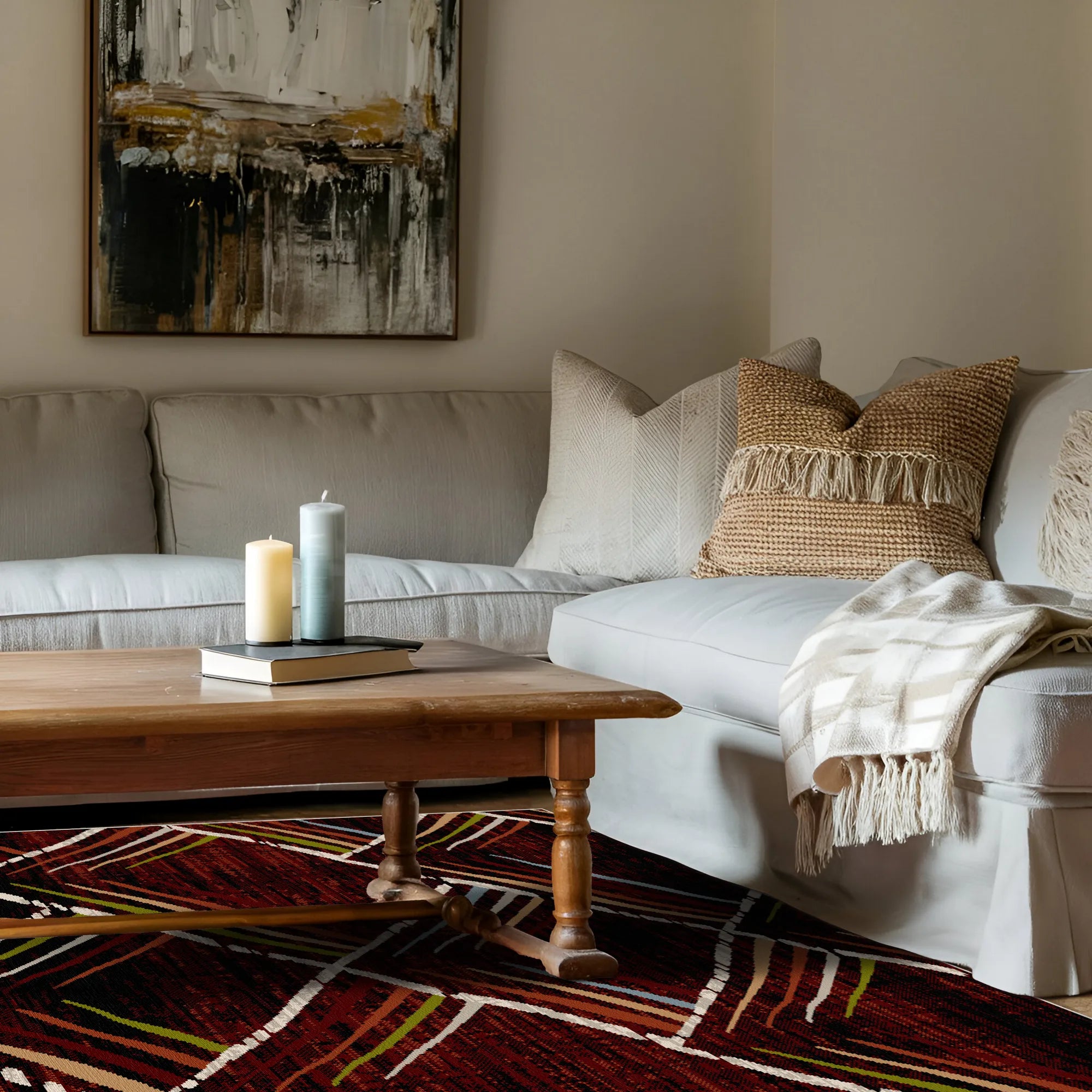 Mahogany Sketch Geometric Washable Rug