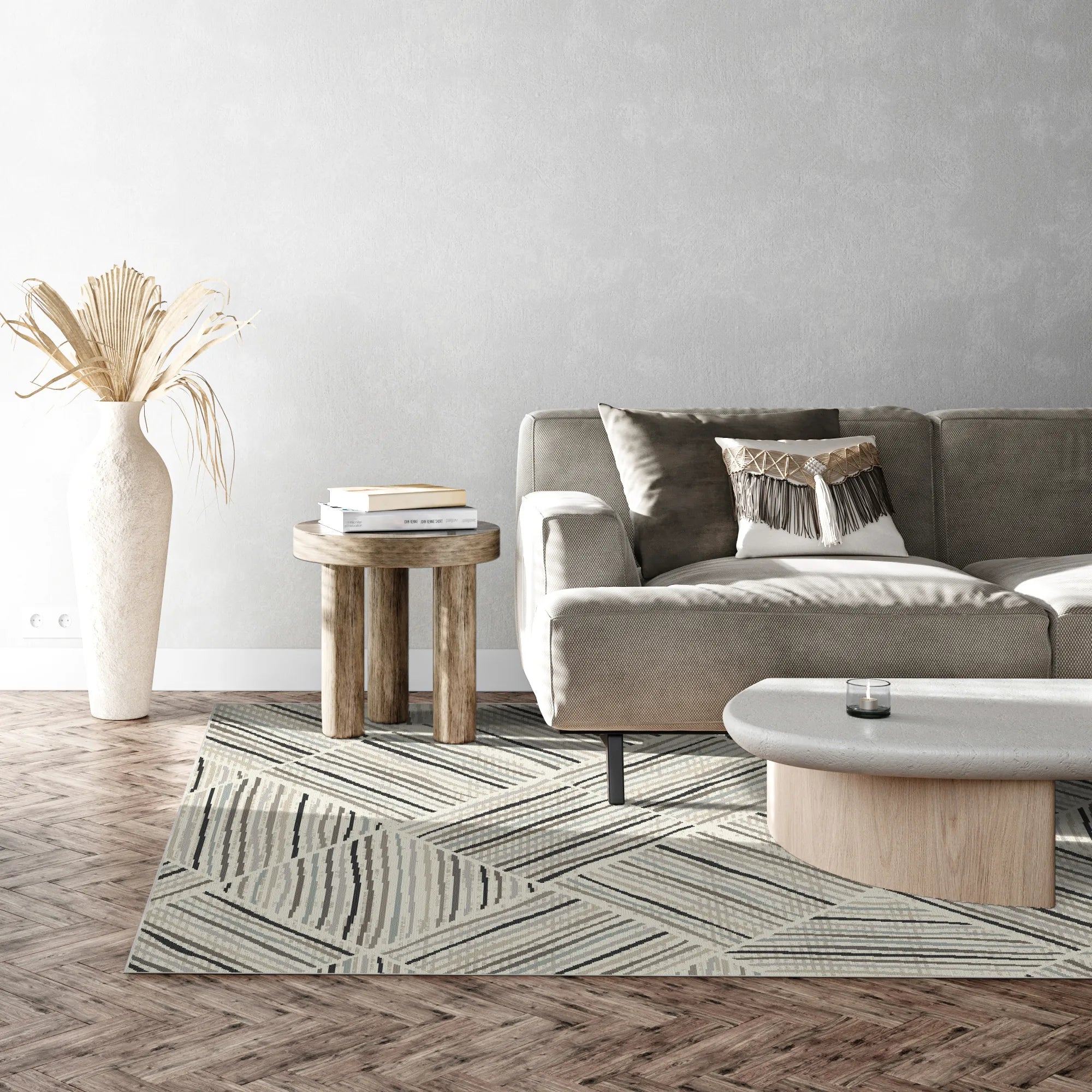 Oslo Linear Geometric Washable Rug