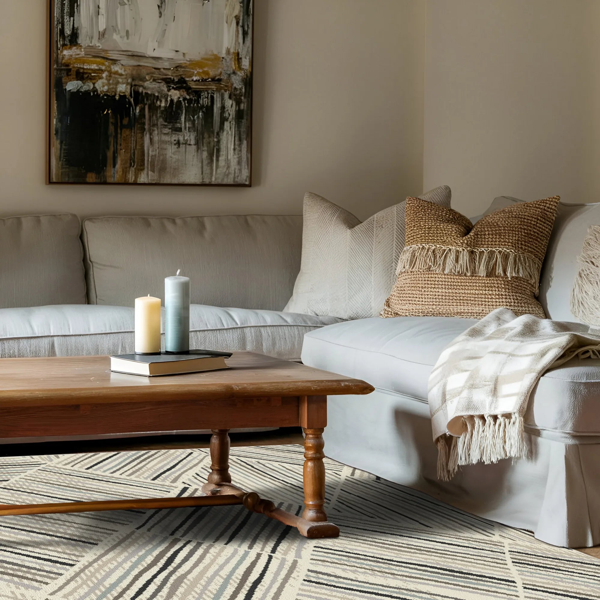 Oslo Linear Geometric Washable Rug