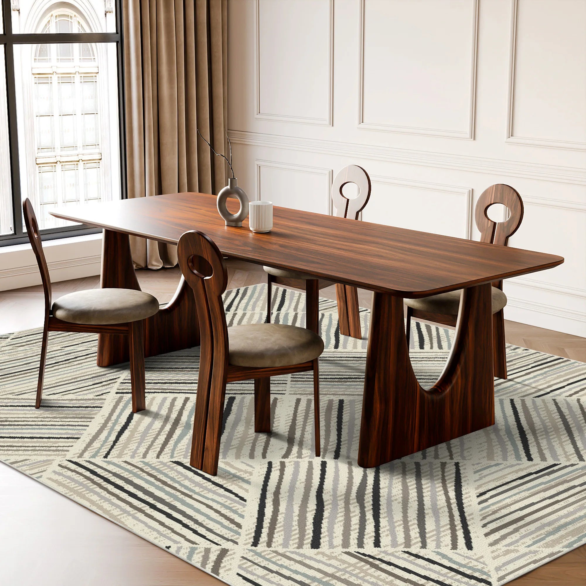 Oslo Linear Geometric Washable Rug