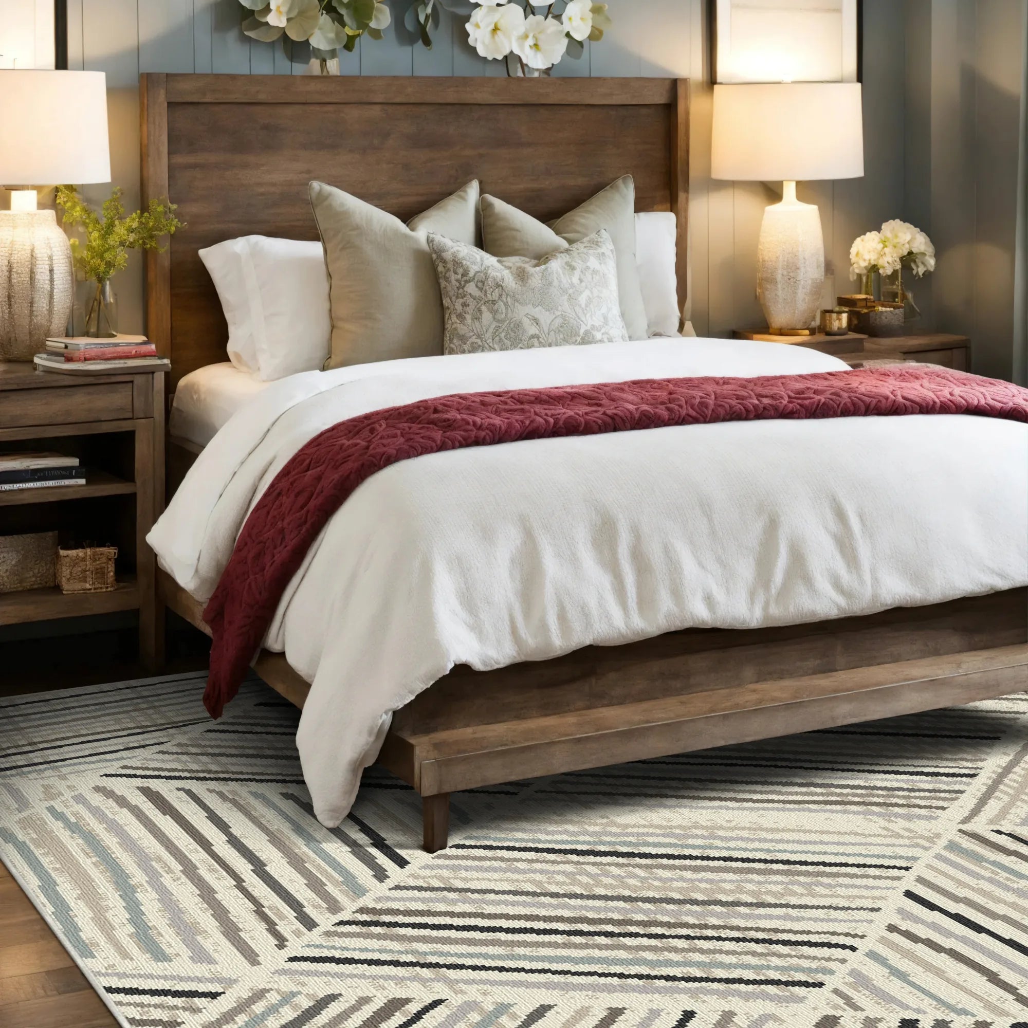 Oslo Linear Geometric Washable Rug