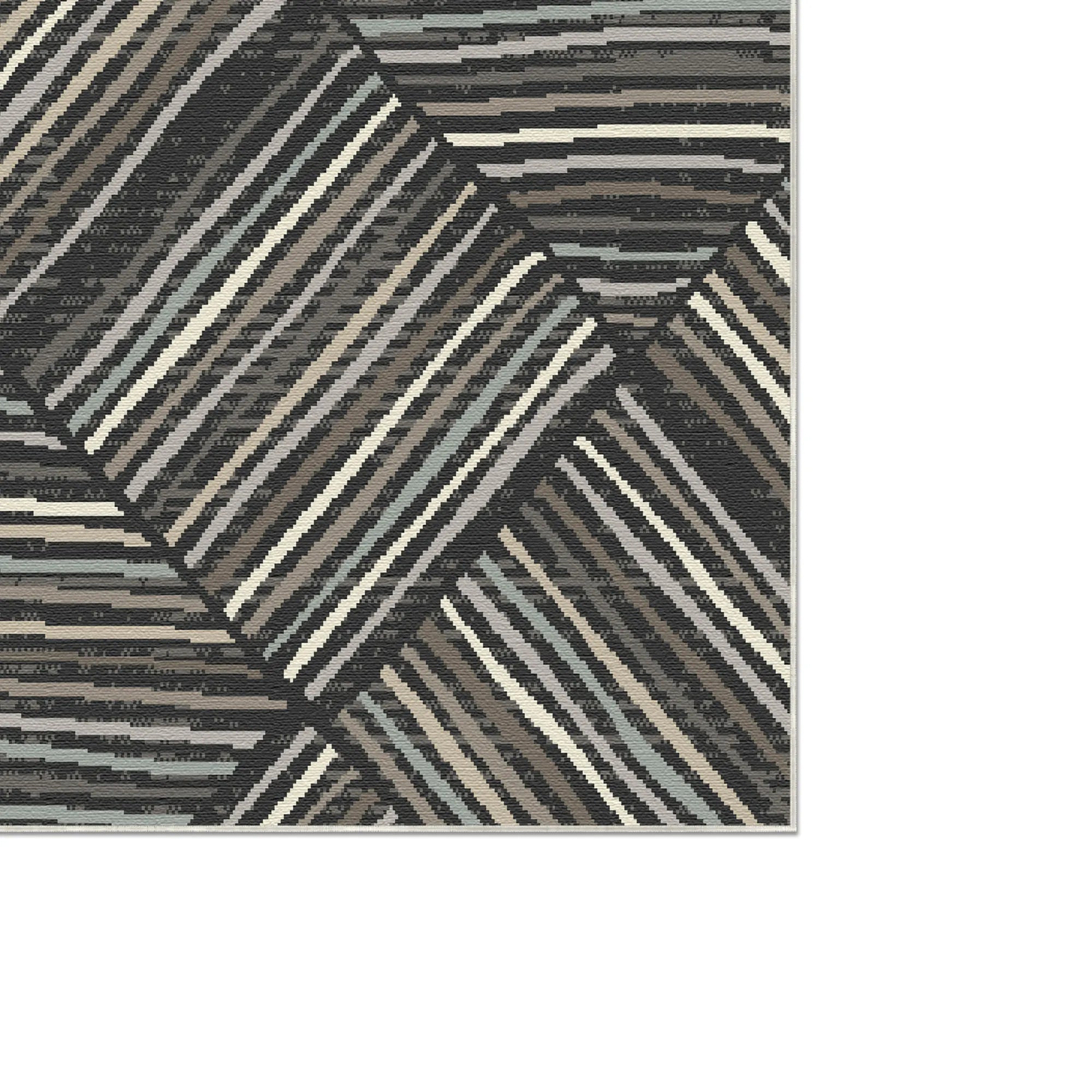 Stockholm Charcoal Linear Washable Rug