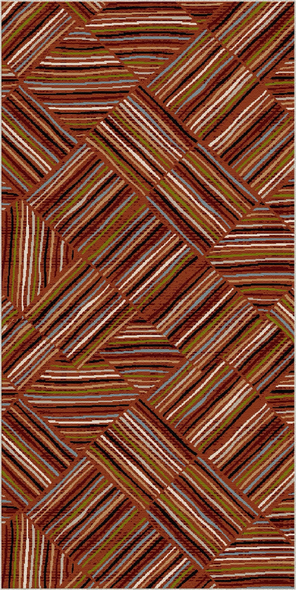 Bergen Rust Linear Washable Rug