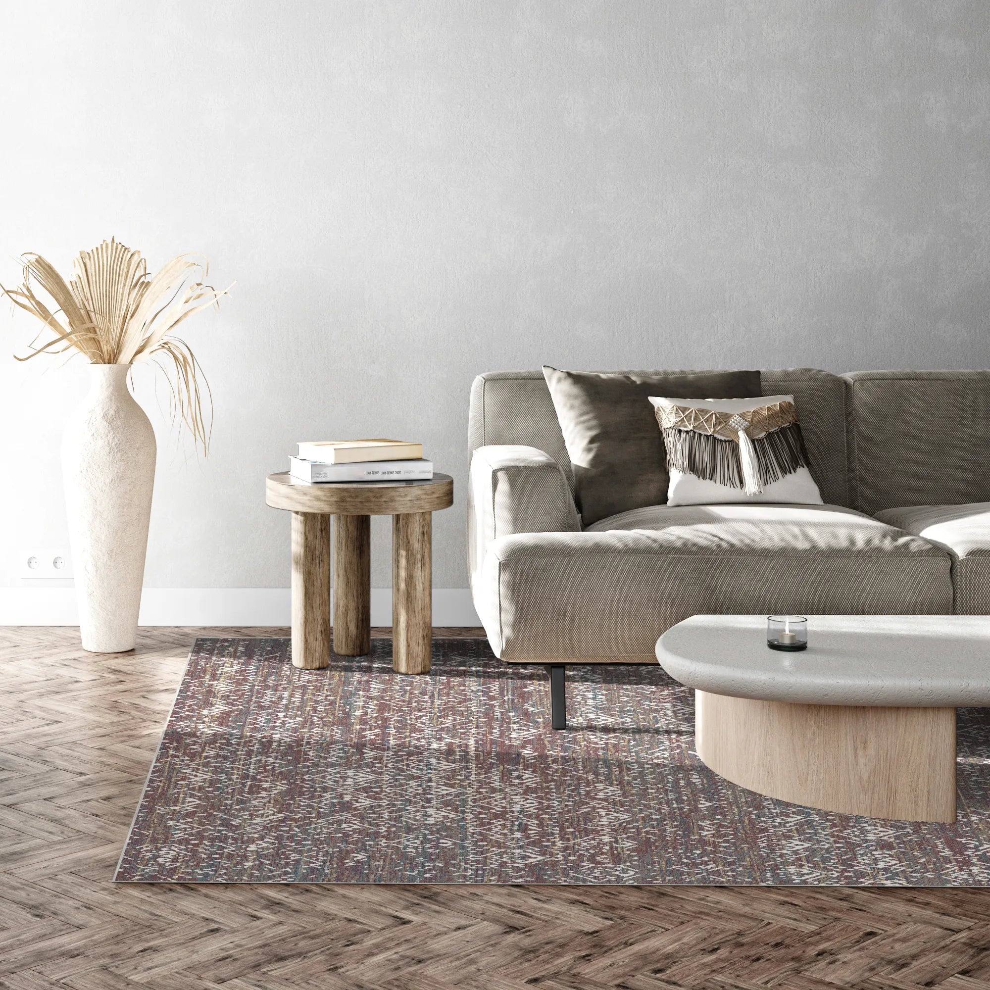 Crimson Relic Erased Tribal Rug