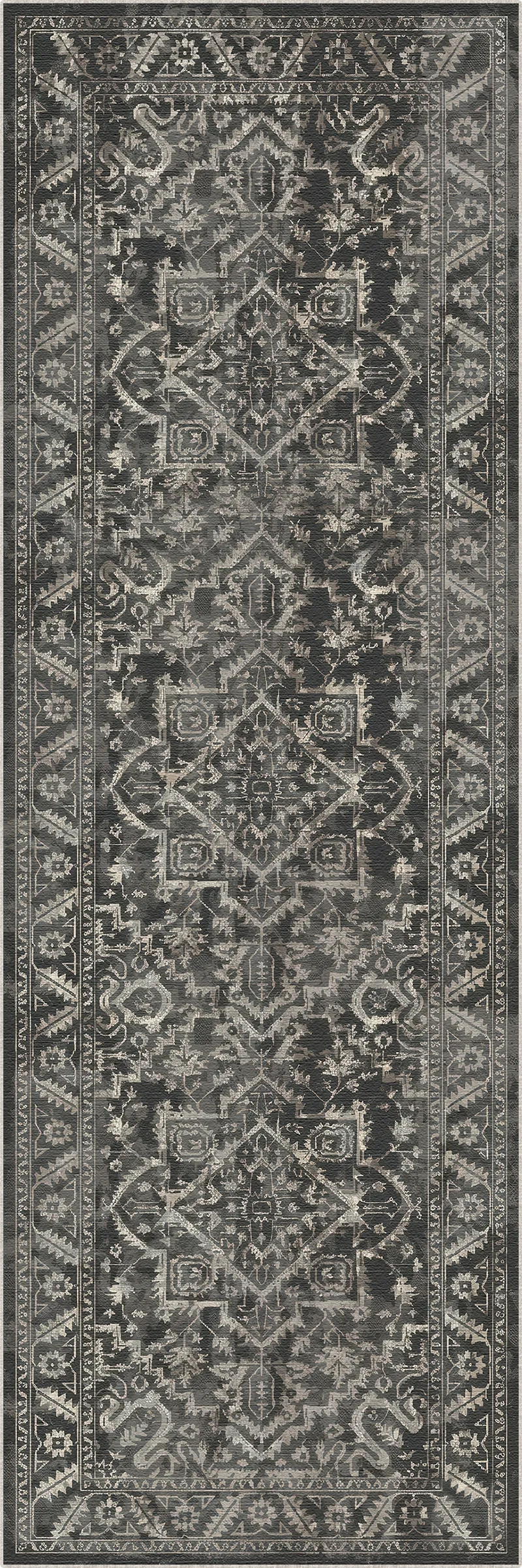 Troy Charcoal Vintage Washable Rug
