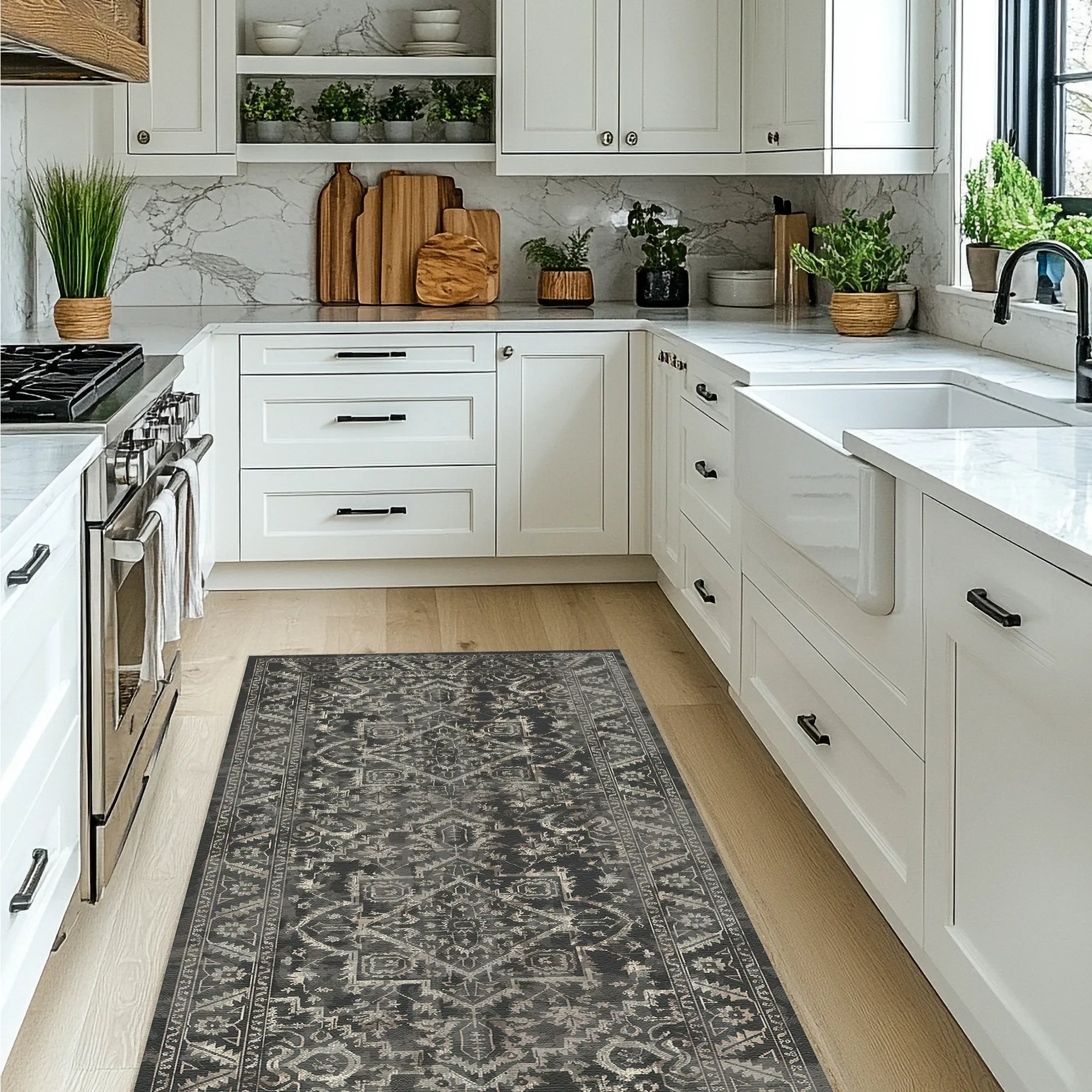 Troy Charcoal Vintage Washable Rug