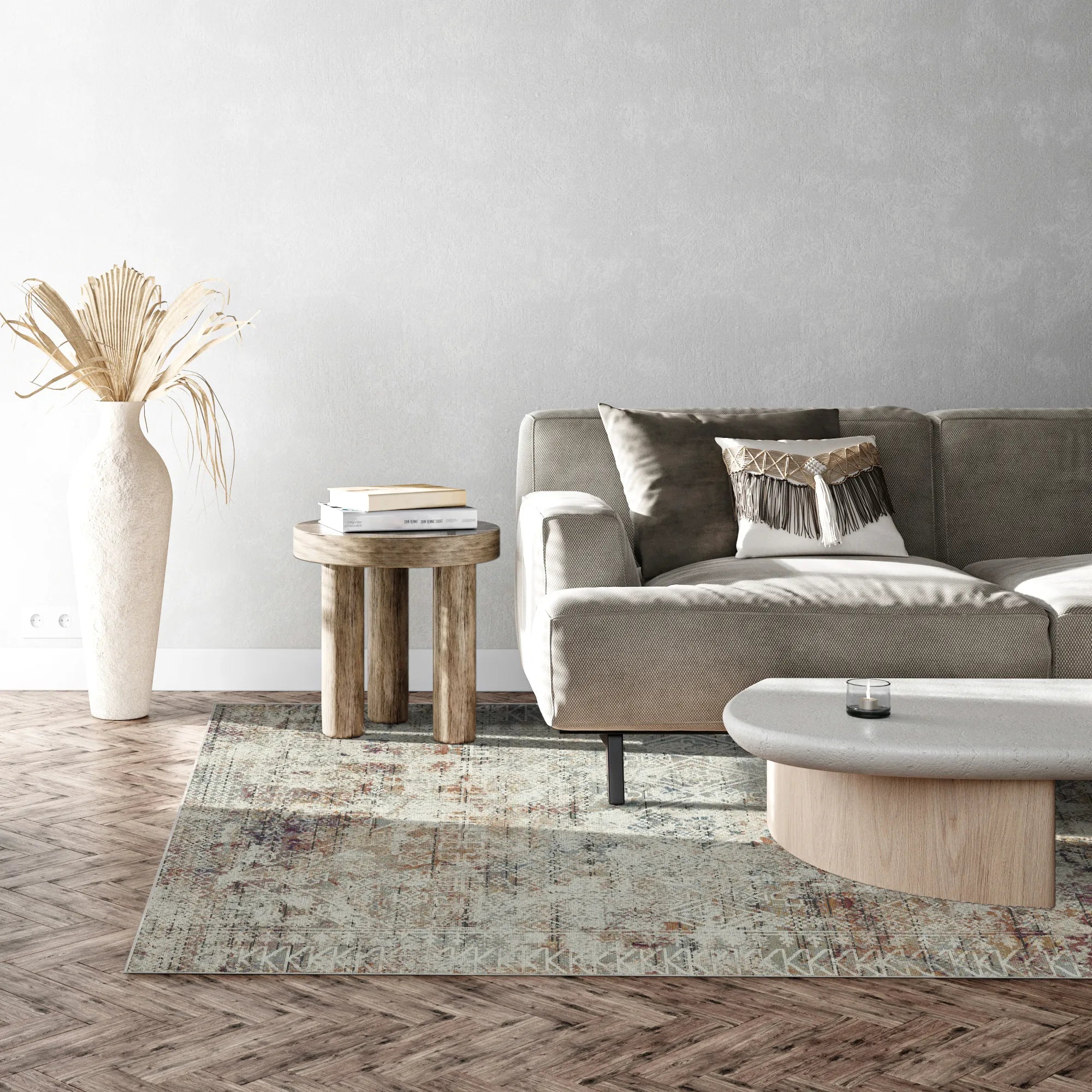 Ivory Mirage Erased Tribal Rug