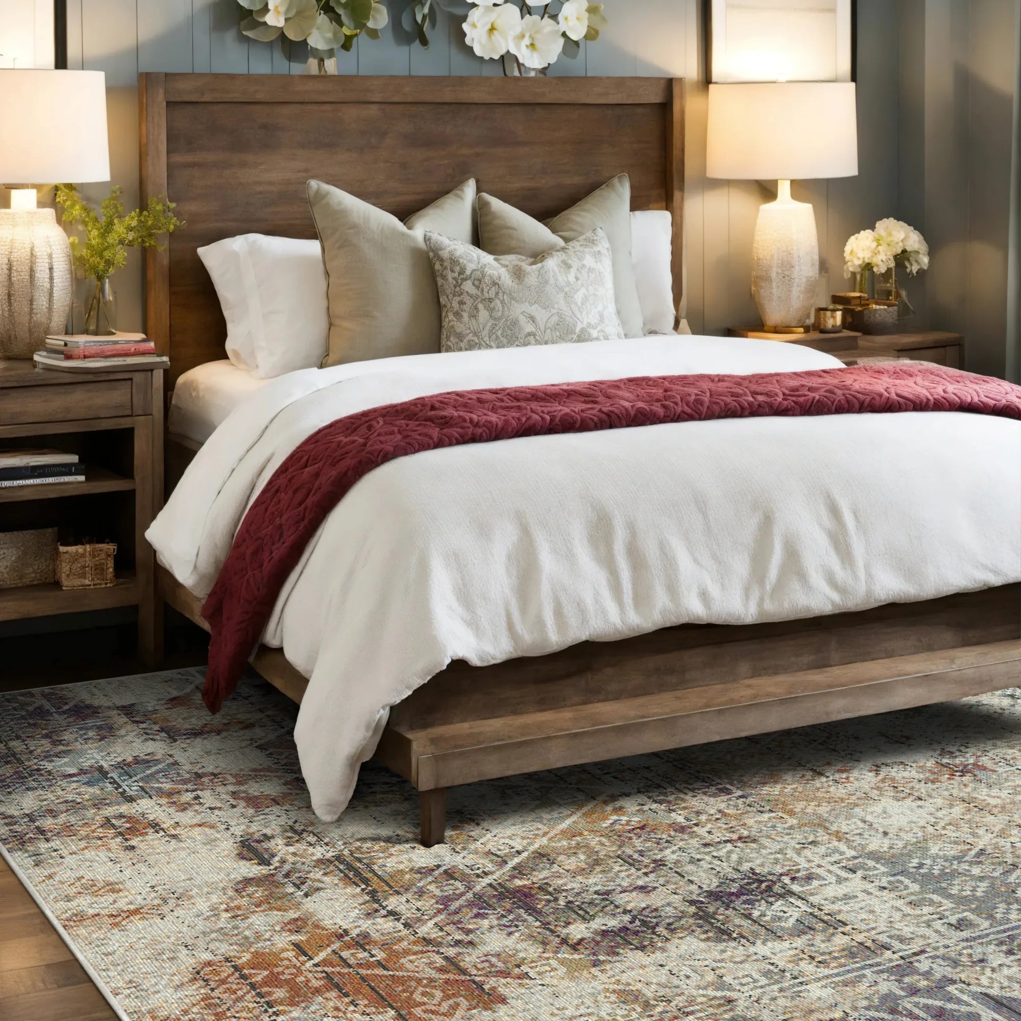 Ivory Mirage Erased Tribal Rug