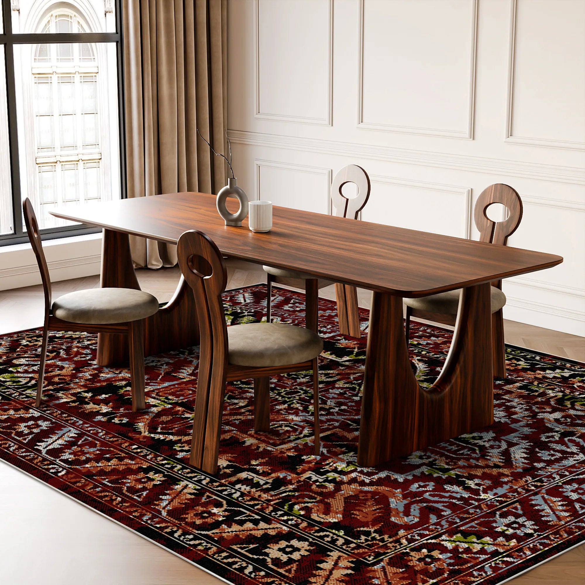 Sparta Garnet Vintage Washable Rug