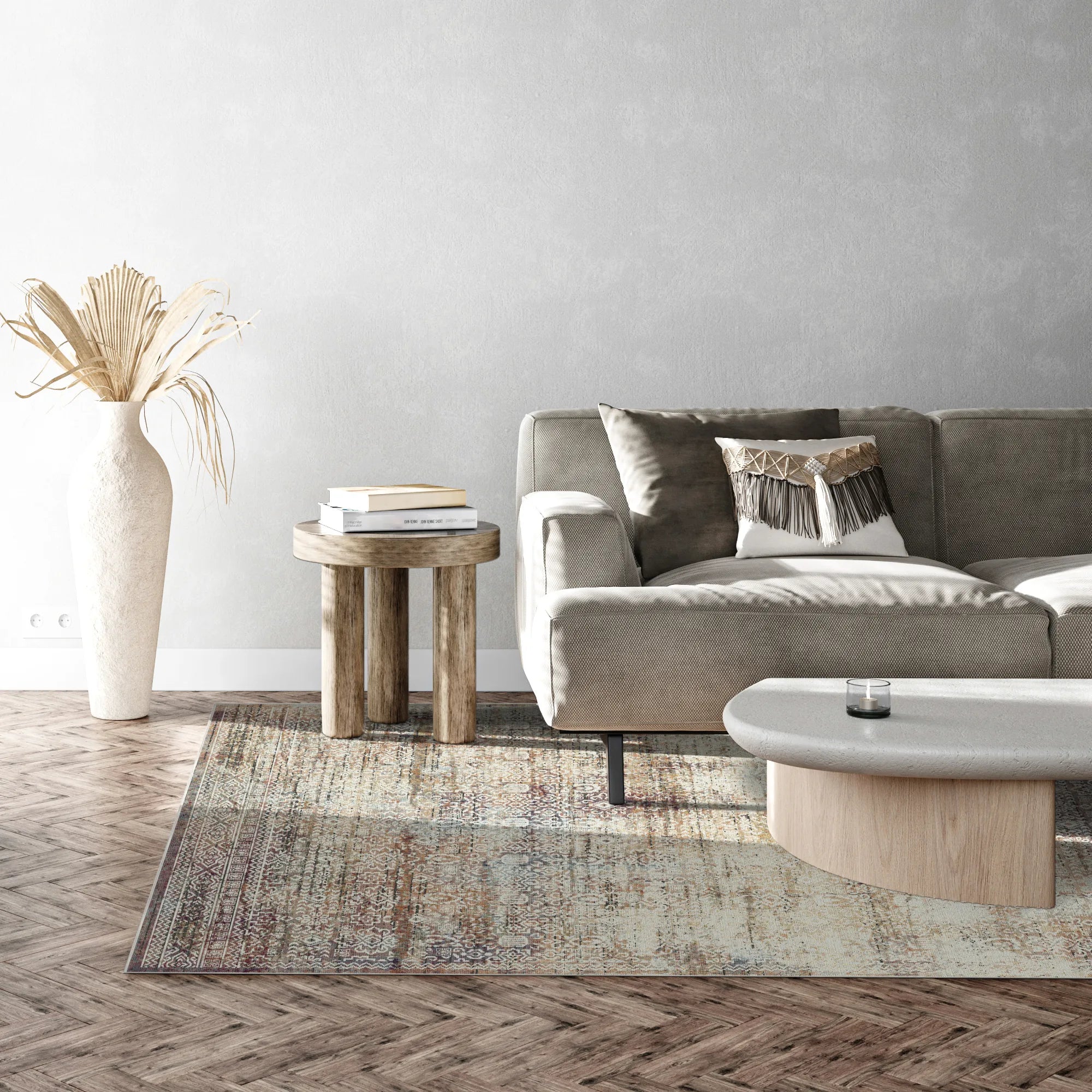 Alabaster Mosaic Erased Tile Rug