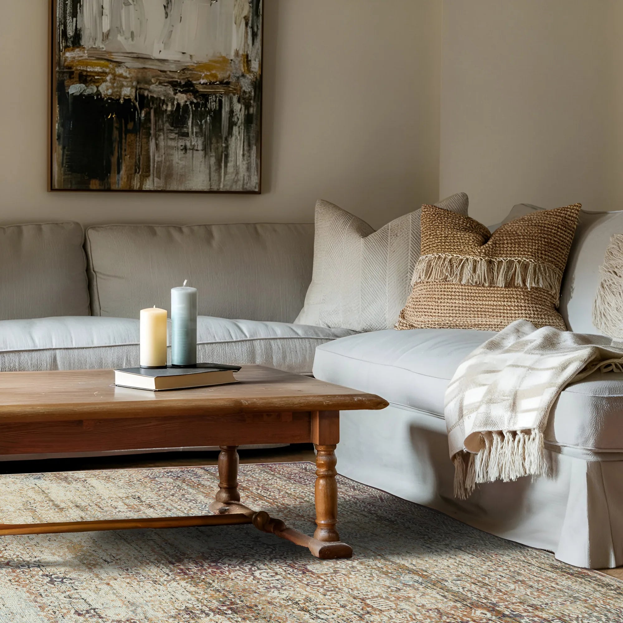Alabaster Mosaic Erased Tile Rug