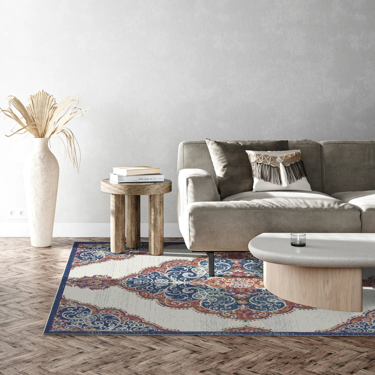 Shadow Lapis Rug Scrollwork Medallion Lapis Ivory Rug – Bella Rugs