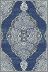 Slate Scrollwork Medallion Rug Navy Blue