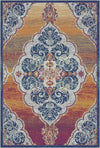 Sunset Scrollwork Medallion Washable Rug Multi